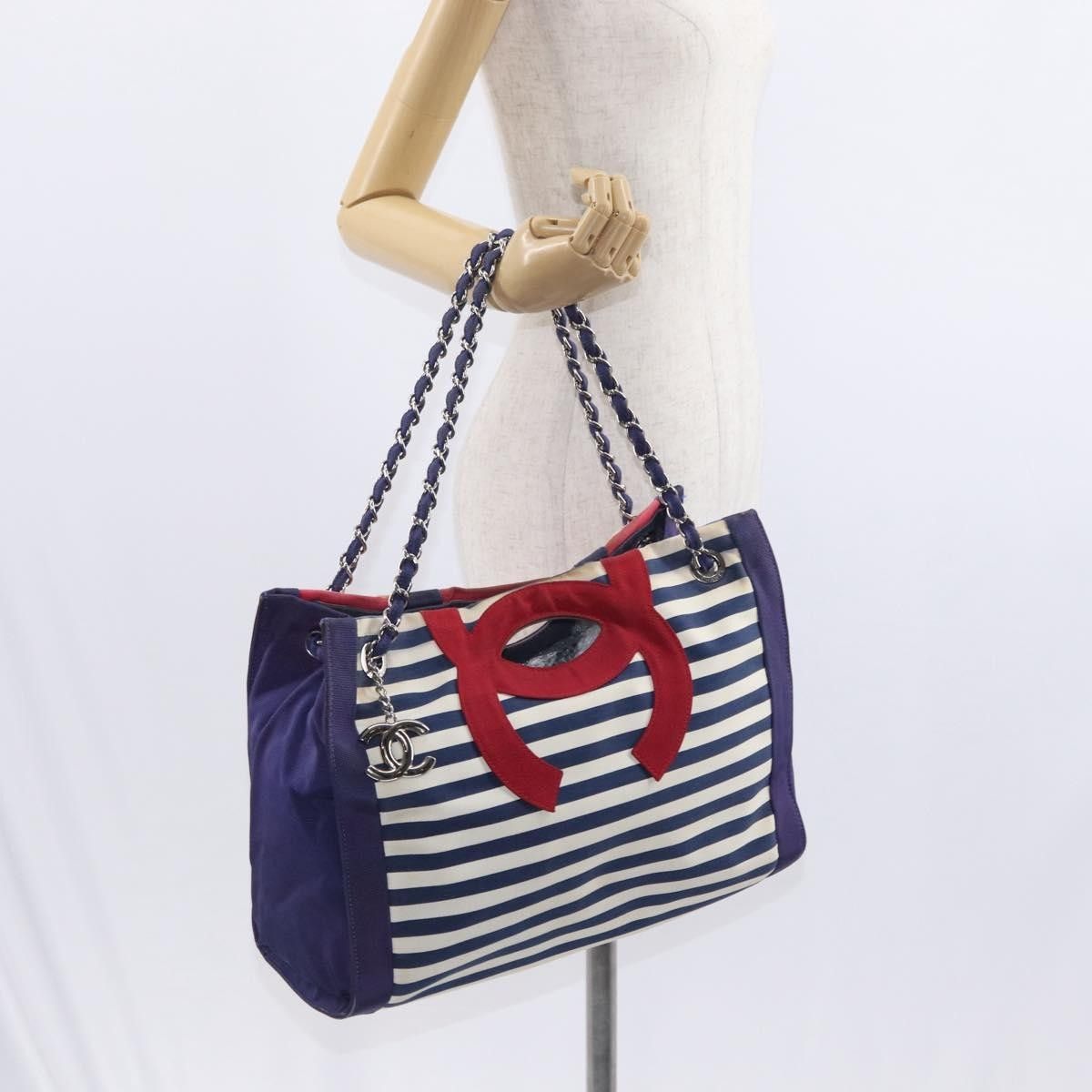 Chanel Chanel Mariniere Chain Tote Striped Canvas Size ONE SIZE - 15 Thumbnail