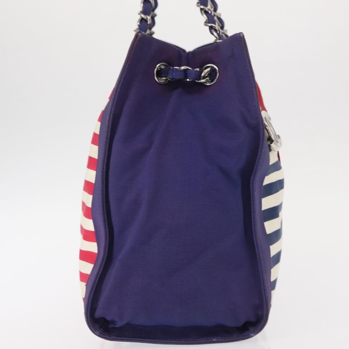 Chanel Chanel Mariniere Chain Tote Striped Canvas Size ONE SIZE - 4 Thumbnail