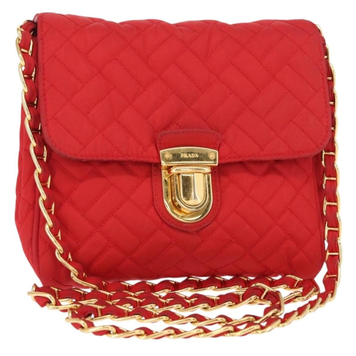 Prada Prada Pushlock Chain Flap Bag Quilted Tessuto Size ONE SIZE - 14 Thumbnail