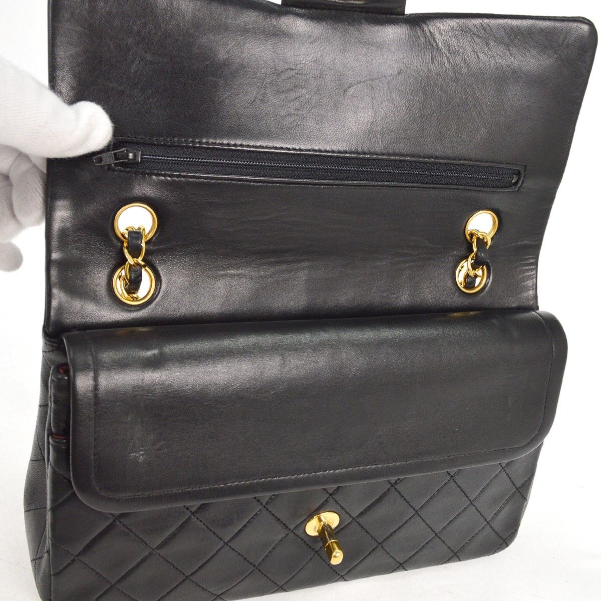 Chanel Chanel Vintage Classic Double Flap Bag Quilted Lambskin Size ONE SIZE - 9 Thumbnail