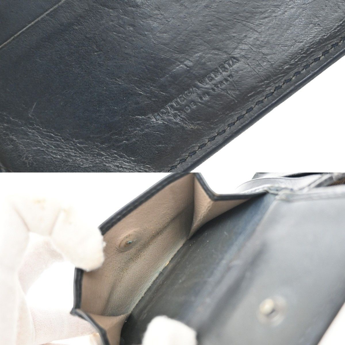 Bottega Veneta Bottega Veneta Compact Bifold Wallet Embossing Leather Size ONE SIZE - 6 Thumbnail