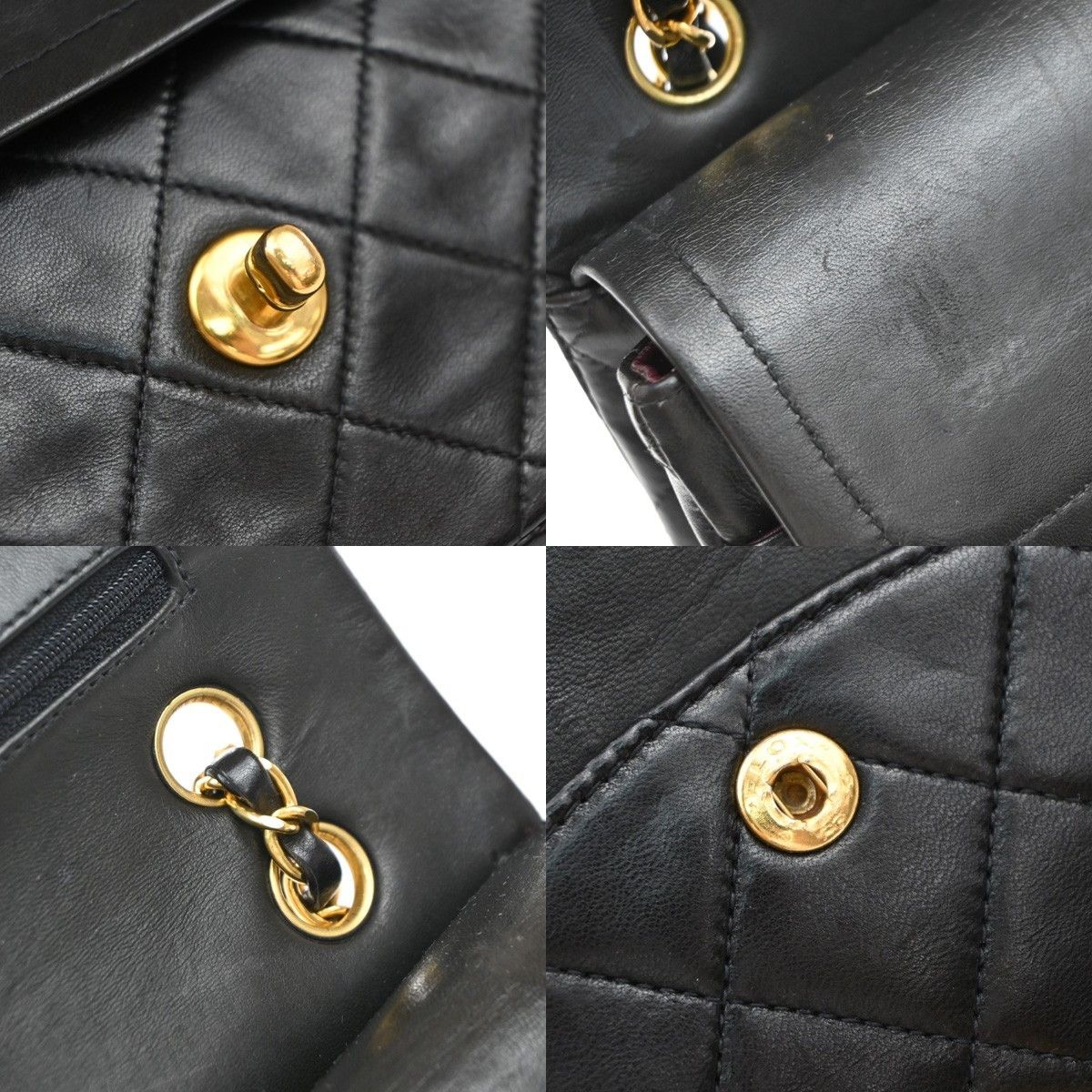 Chanel Chanel Vintage Classic Double Flap Bag Quilted Lambskin Size ONE SIZE - 12 Thumbnail