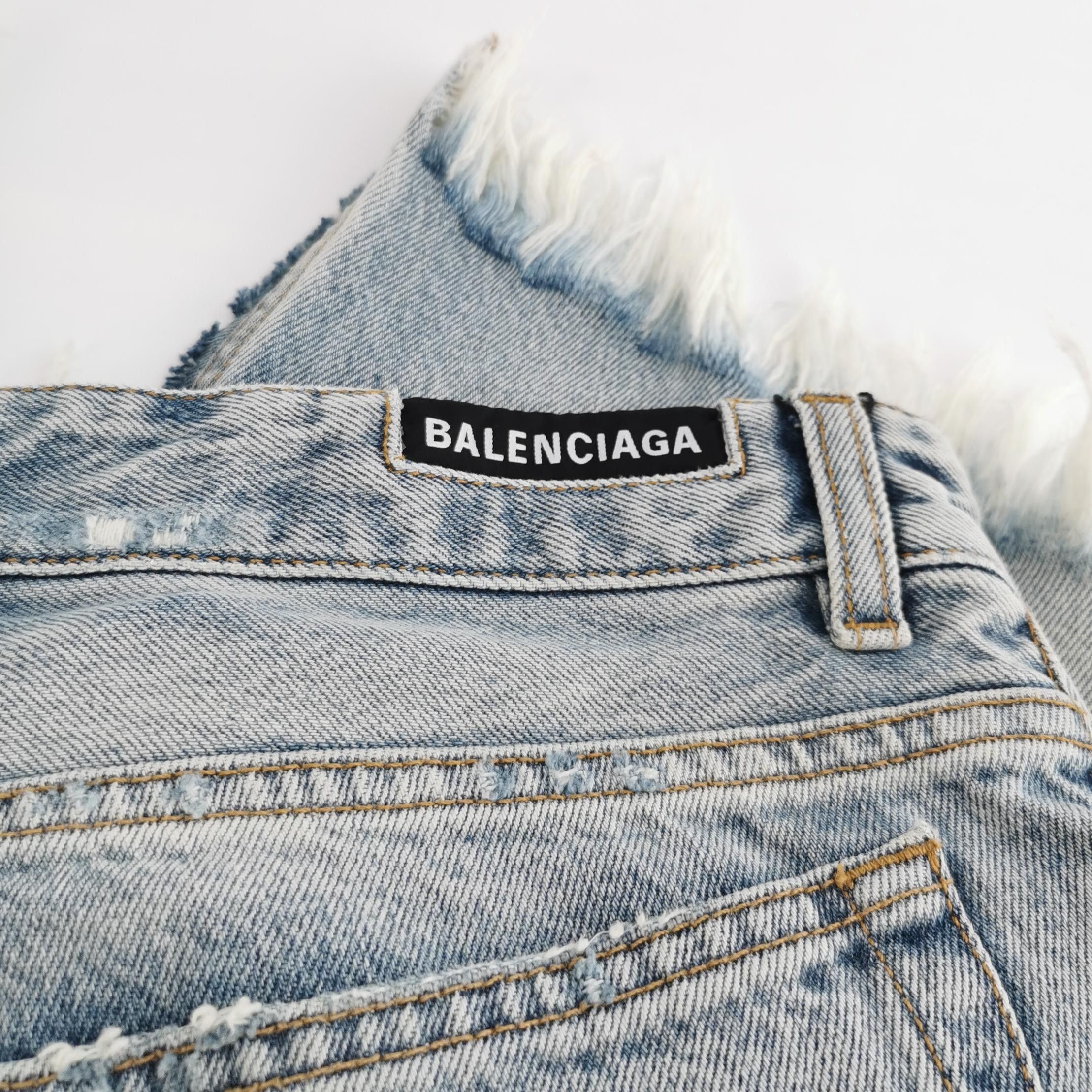 Balenciaga Balenciaga XS Denim Fringe Hem Mini Skirt Size 24" / US 00 / IT 34 - 7 Thumbnail