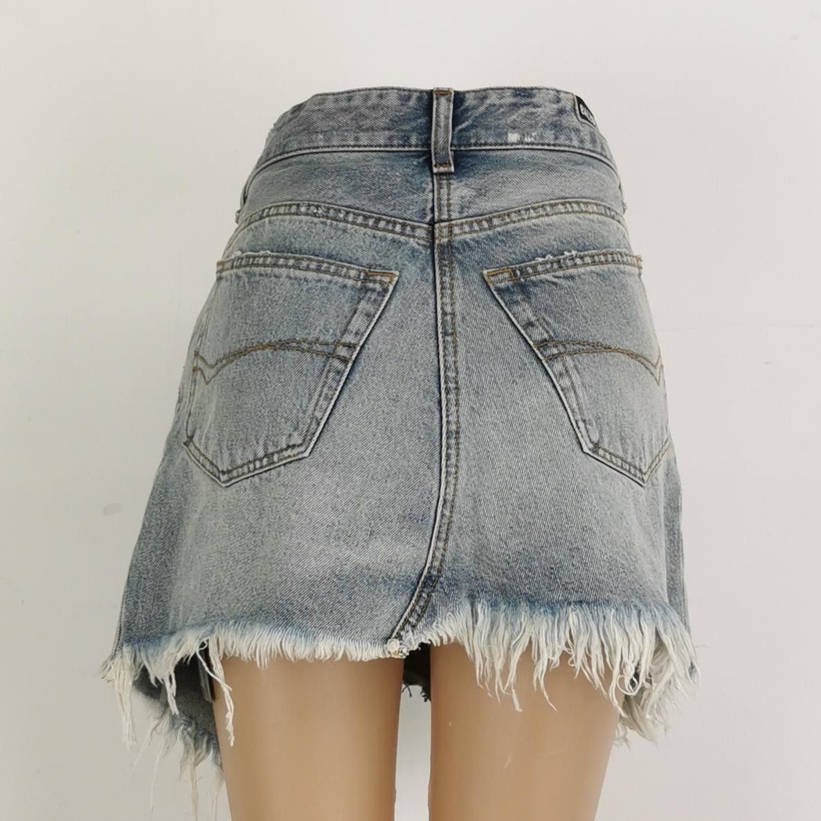 Balenciaga Balenciaga XS Denim Fringe Hem Mini Skirt Size 24" / US 00 / IT 34 - 6 Thumbnail