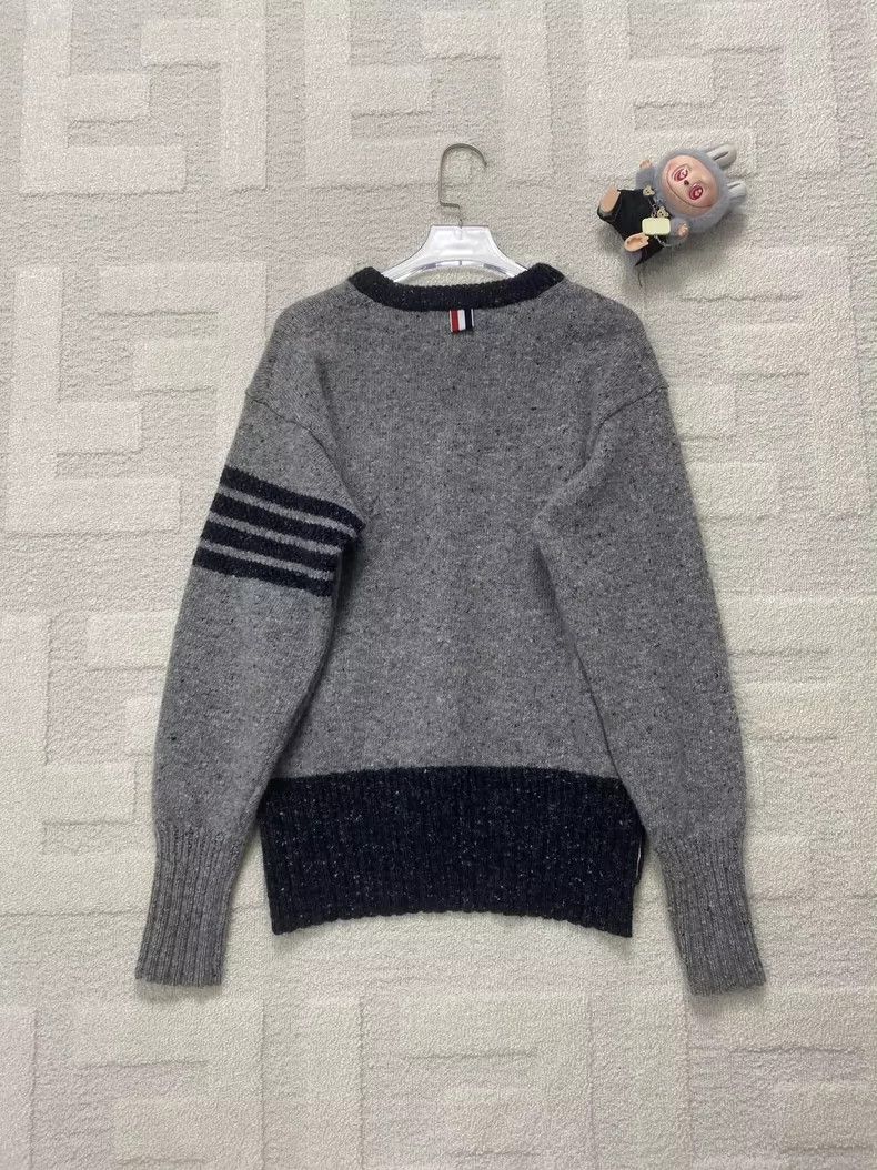 Thom Browne Thom Browne Gray Striped Wool Sweater Size US M / EU 48-50 / 2 - 2 Thumbnail