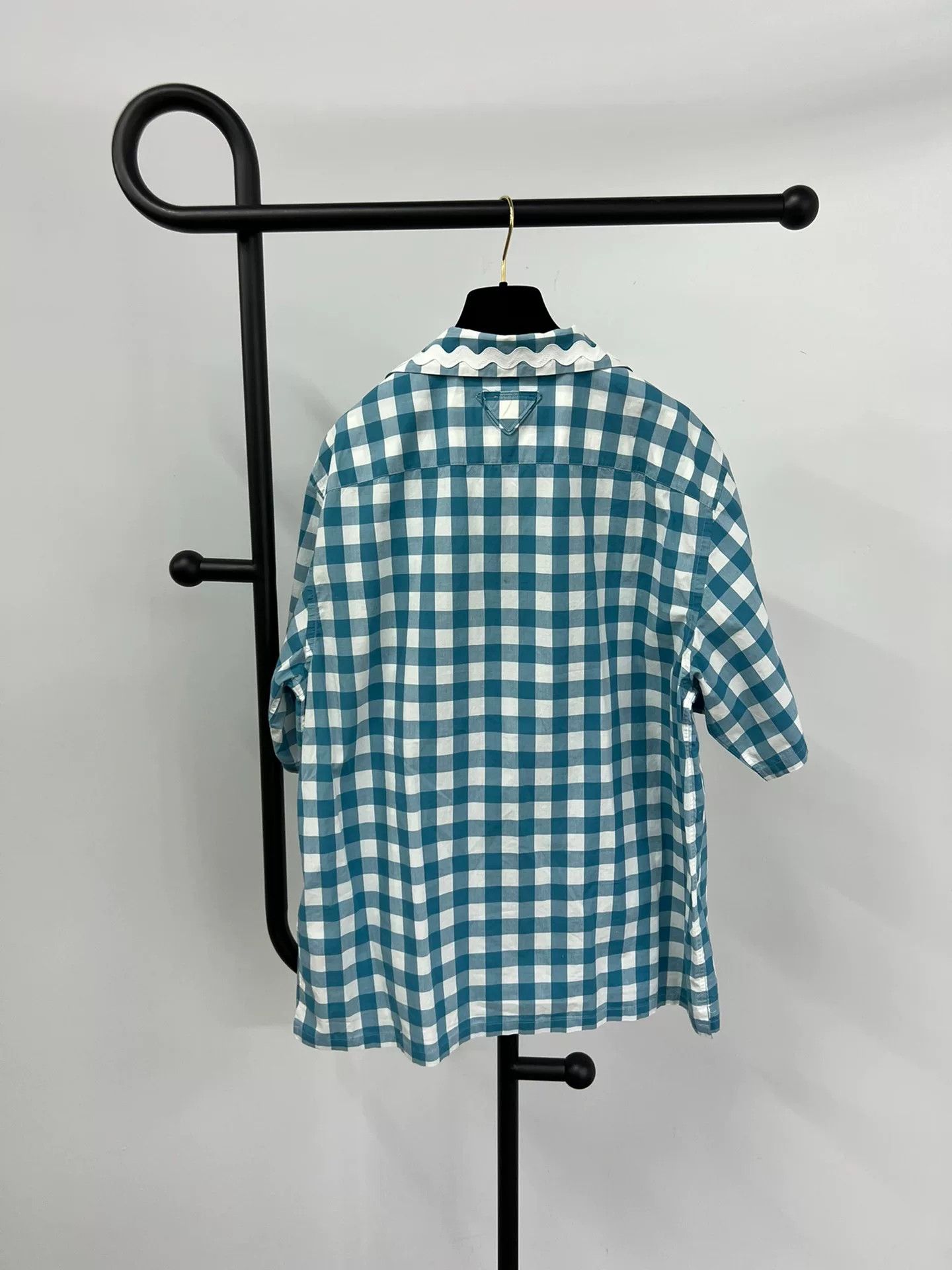Prada Prada Blue Plaid Short Sleeve Shirt Size US L / EU 52-54 / 3 - 2 Thumbnail