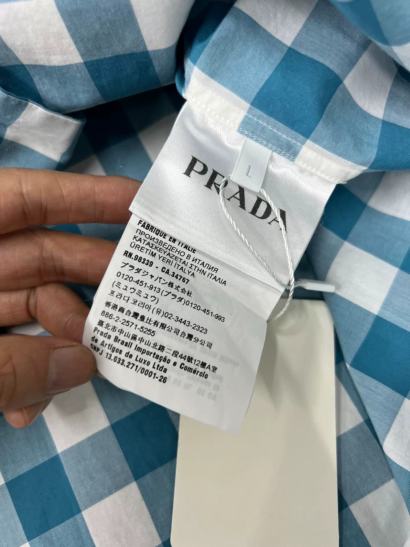 Prada Prada Blue Plaid Short Sleeve Shirt Size US L / EU 52-54 / 3 - 5 Thumbnail