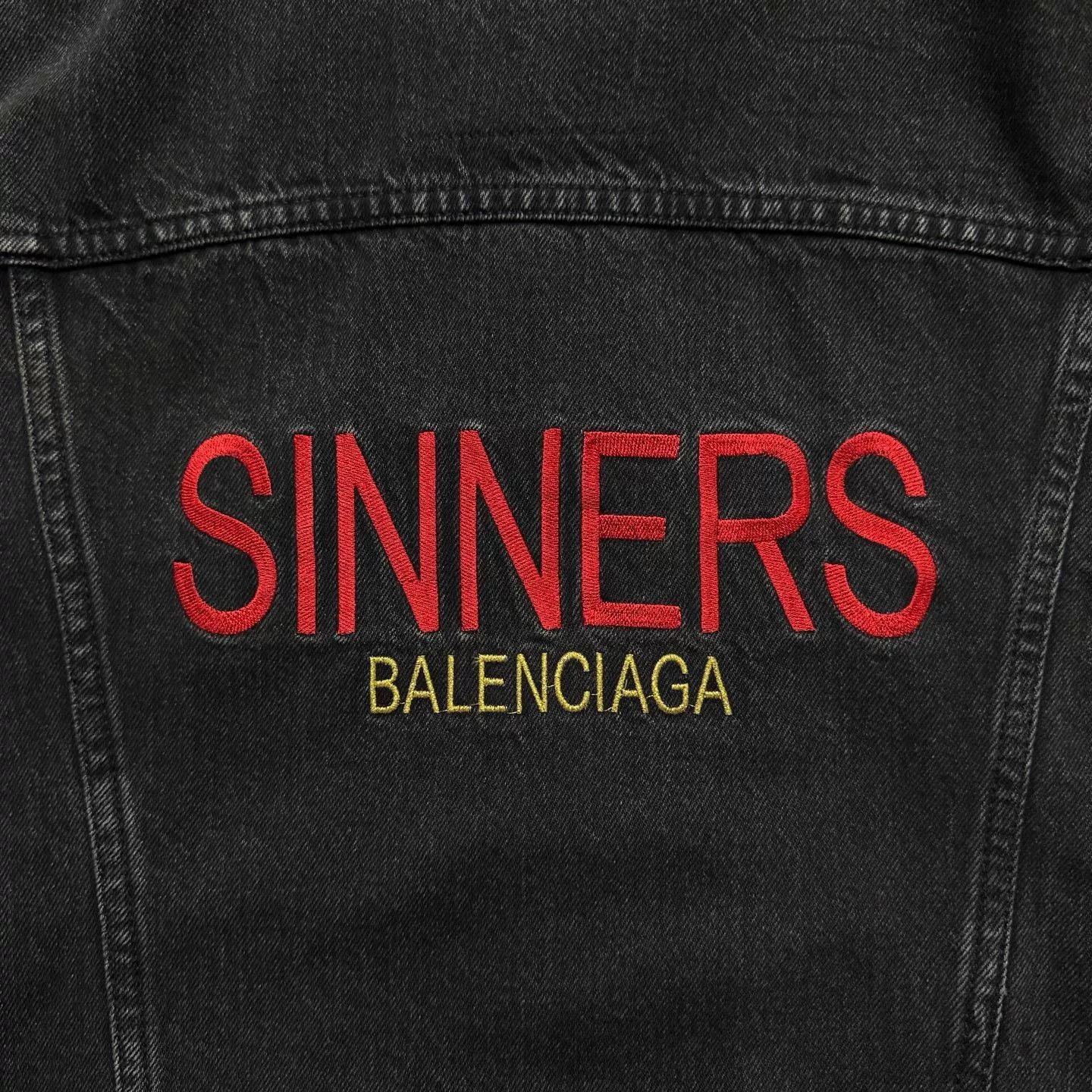 Balenciaga Balenciaga Sinners Embroidered Denim Jacket Size US M / EU 48-50 / 2 - 4 Thumbnail