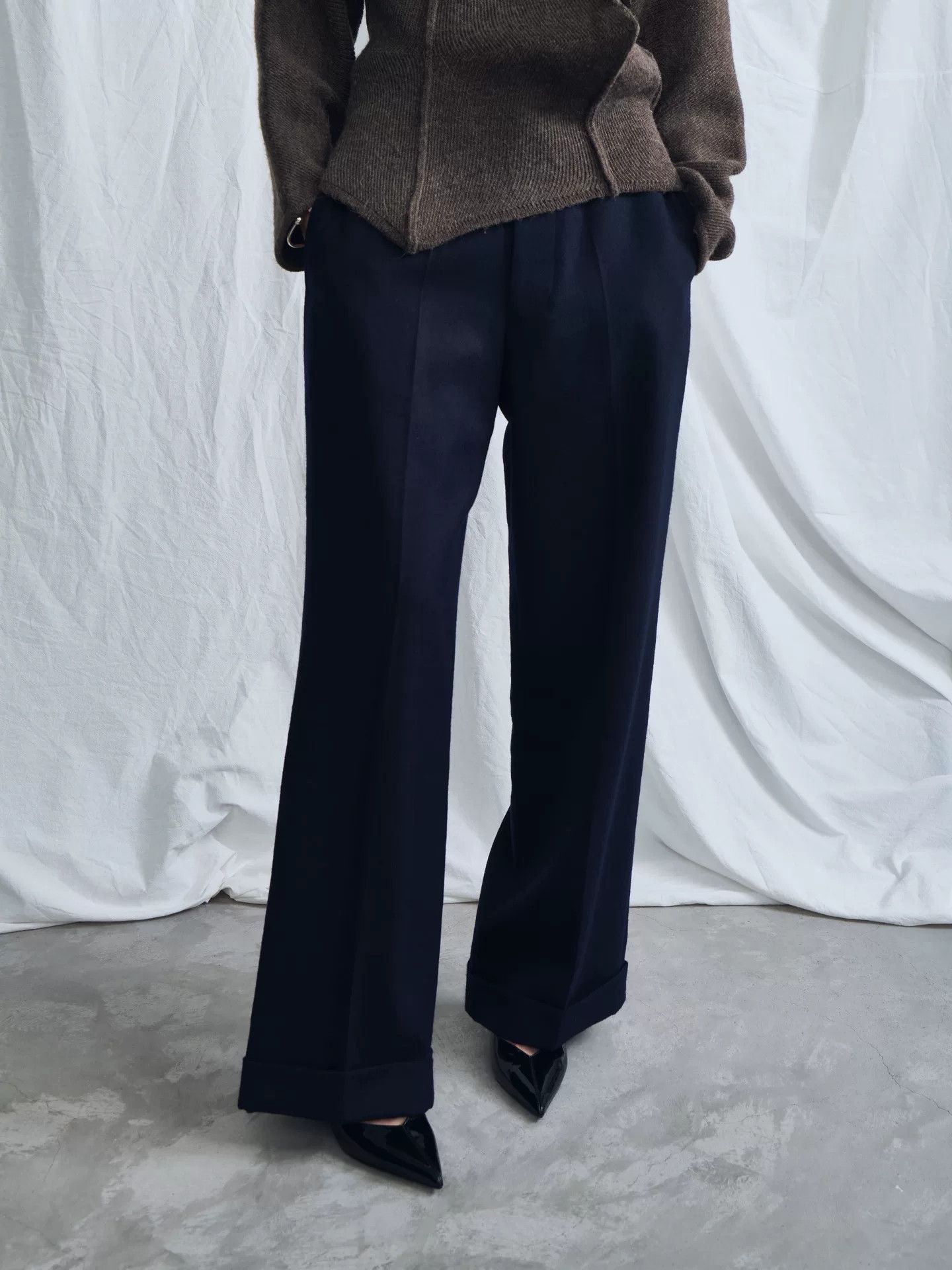 Junya Watanabe junya watanabe navy wool wide-leg pants Size US 26 / EU 42 - 2 Thumbnail