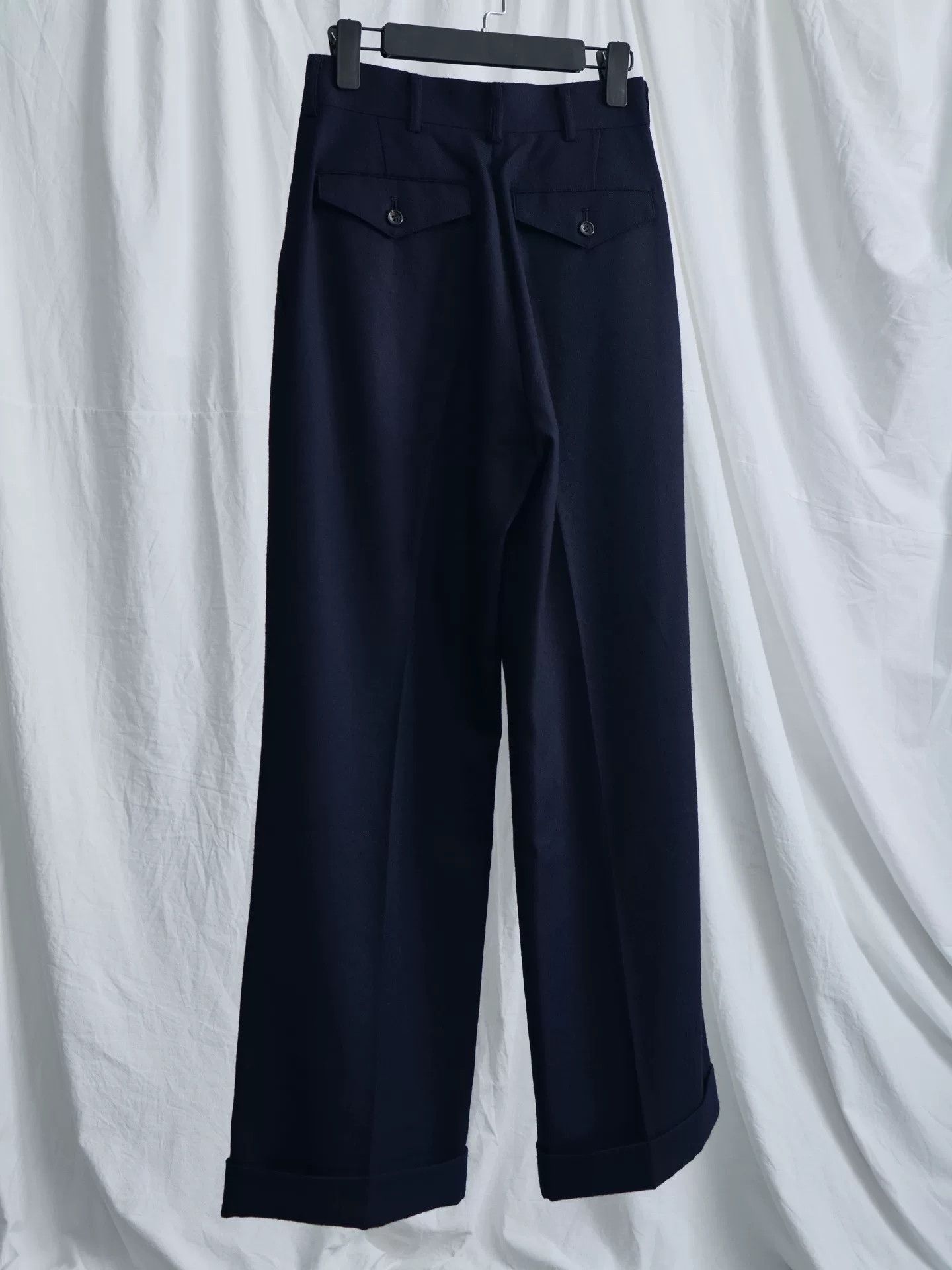 Junya Watanabe junya watanabe navy wool wide-leg pants Size US 26 / EU 42 - 8 Thumbnail
