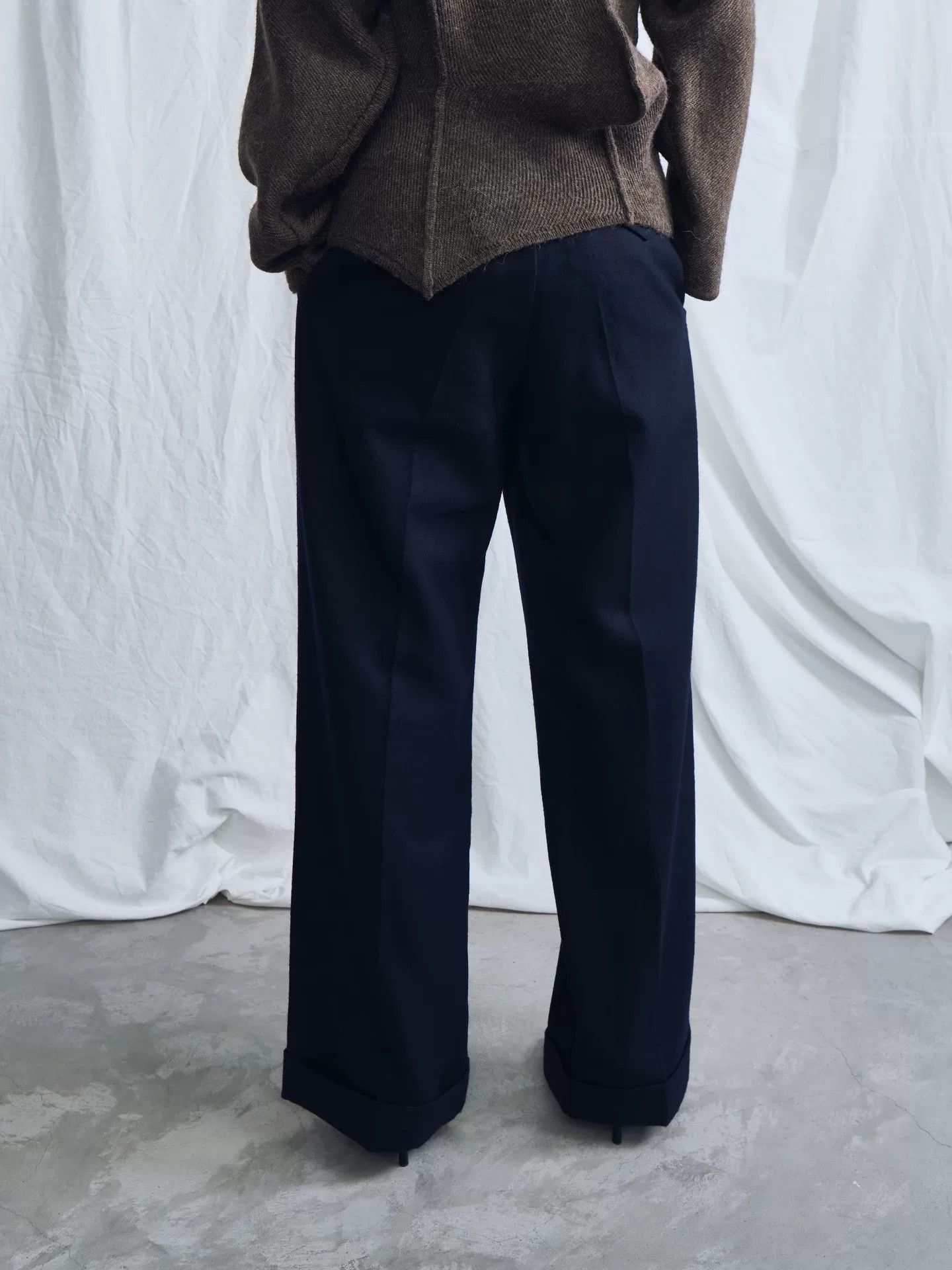 Junya Watanabe junya watanabe navy wool wide-leg pants Size US 26 / EU 42 - 4 Thumbnail