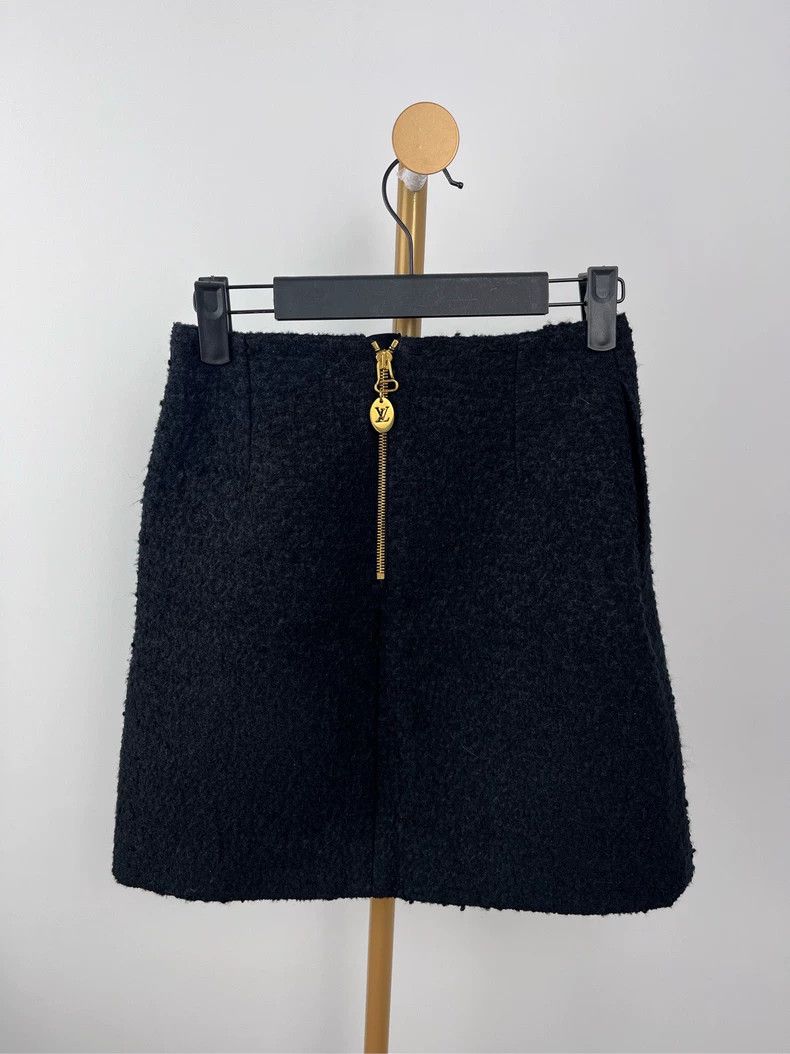 Louis Vuitton LV Black Wool Zip Mini Skirt 34 Size US 34 / EU 50 - 2 Thumbnail