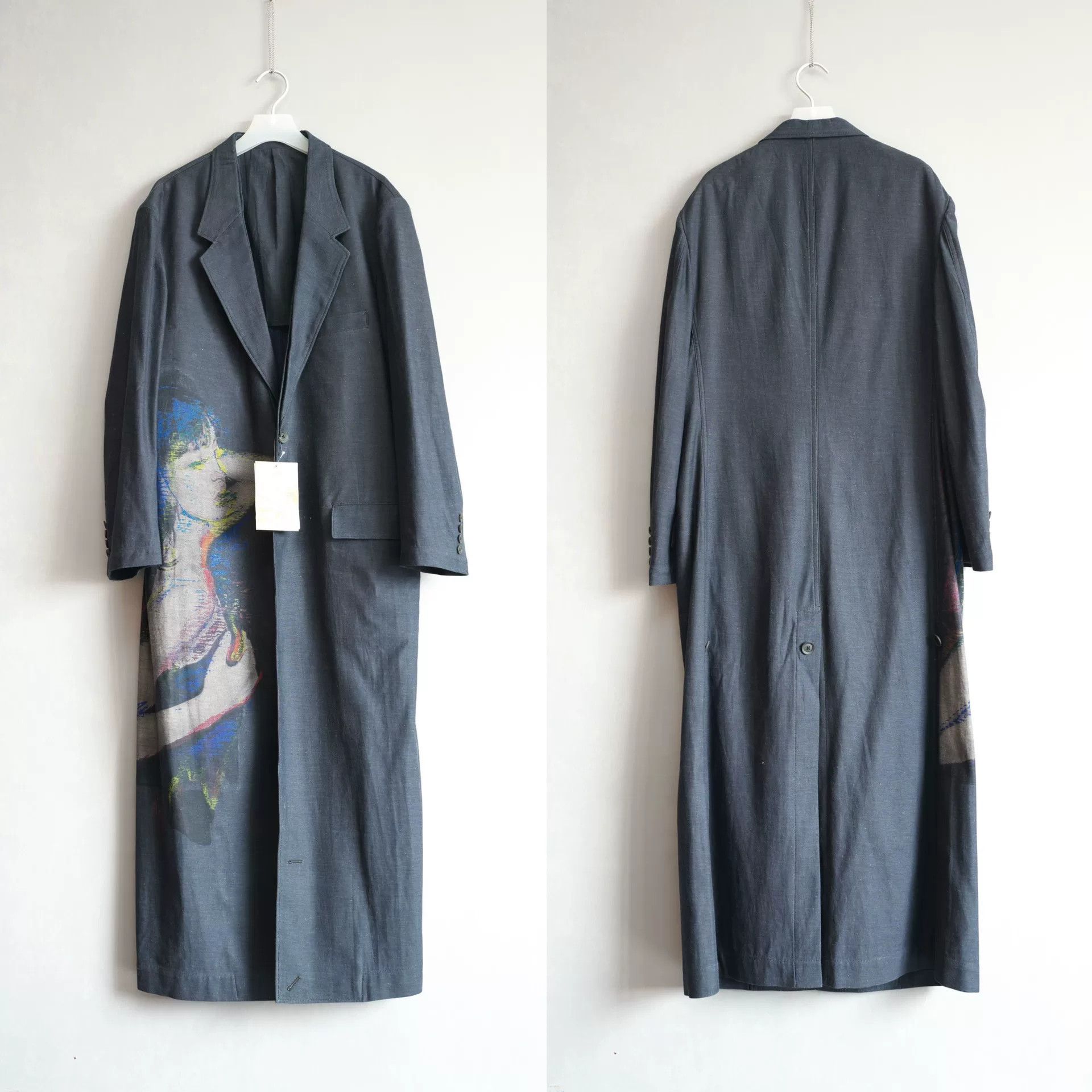 Yohji Yamamoto yohji yamamoto portrait print denim coat Size S / US 4 / IT 40 - 2 Thumbnail