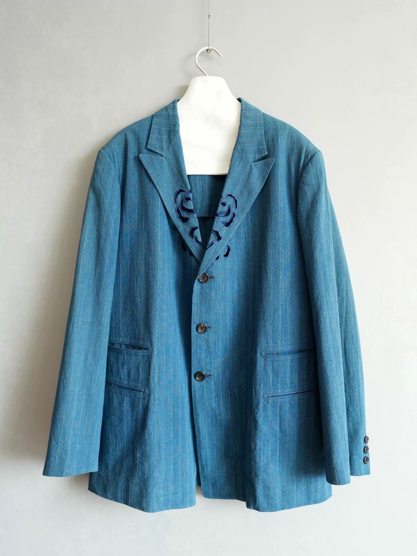 Yohji Yamamoto unique rose embroidered blue jacket Size US M / EU 48-50 / 2 - 3 Thumbnail