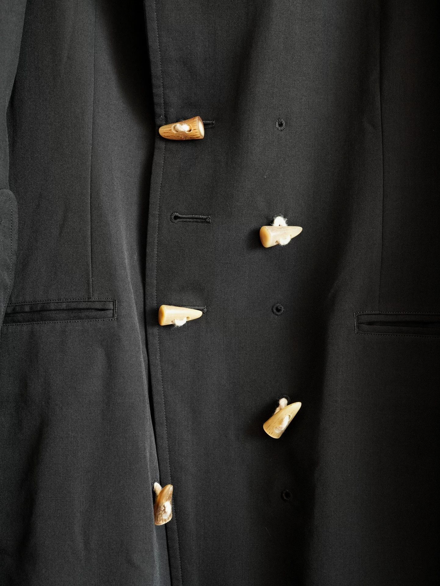 Yohji Yamamoto black double-breasted horn-button coat Size US M / EU 48-50 / 2 - 5 Thumbnail