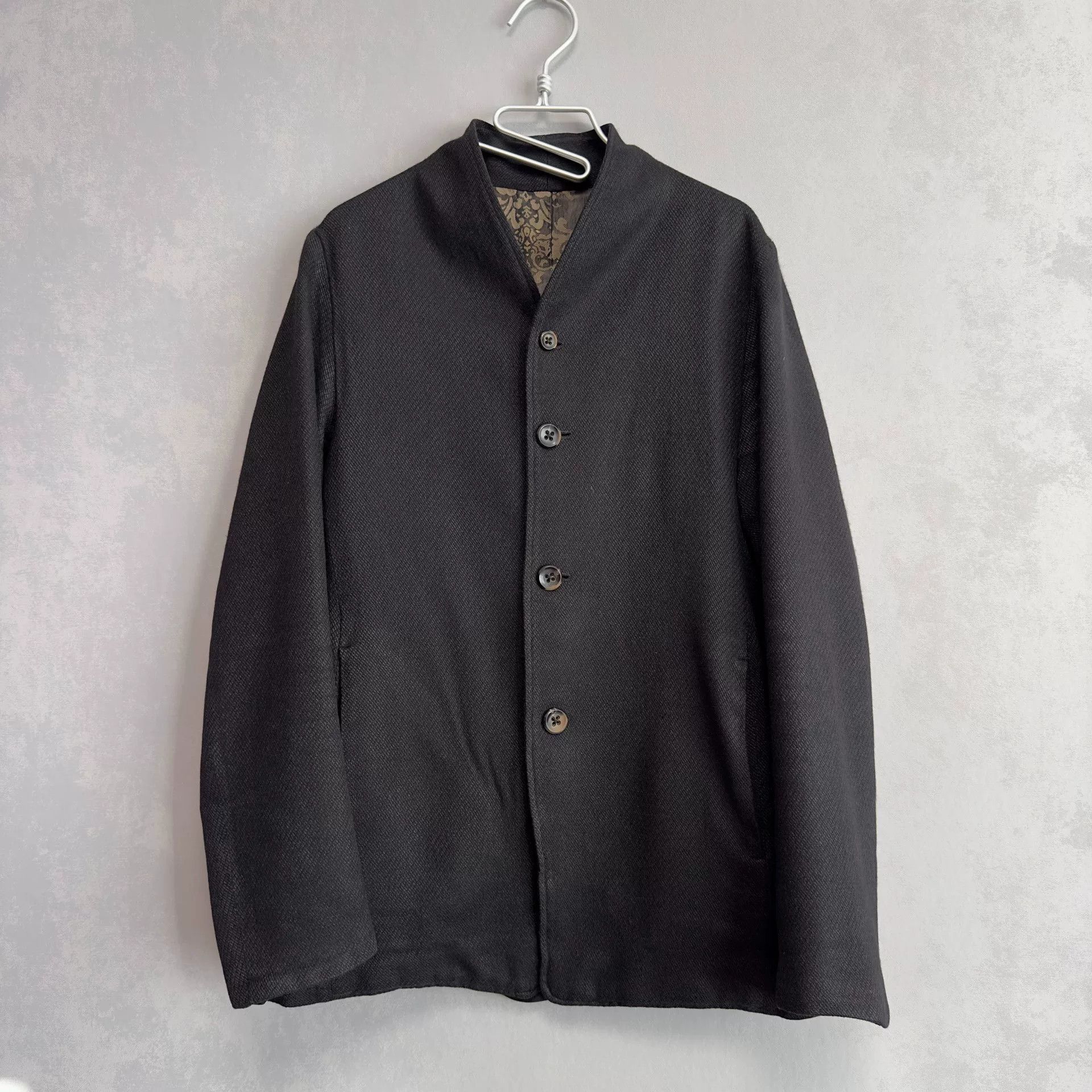 Geoffrey B. Small black mix fabric collarless jacket Size US S / EU 44-46 / 1 - 2 Thumbnail