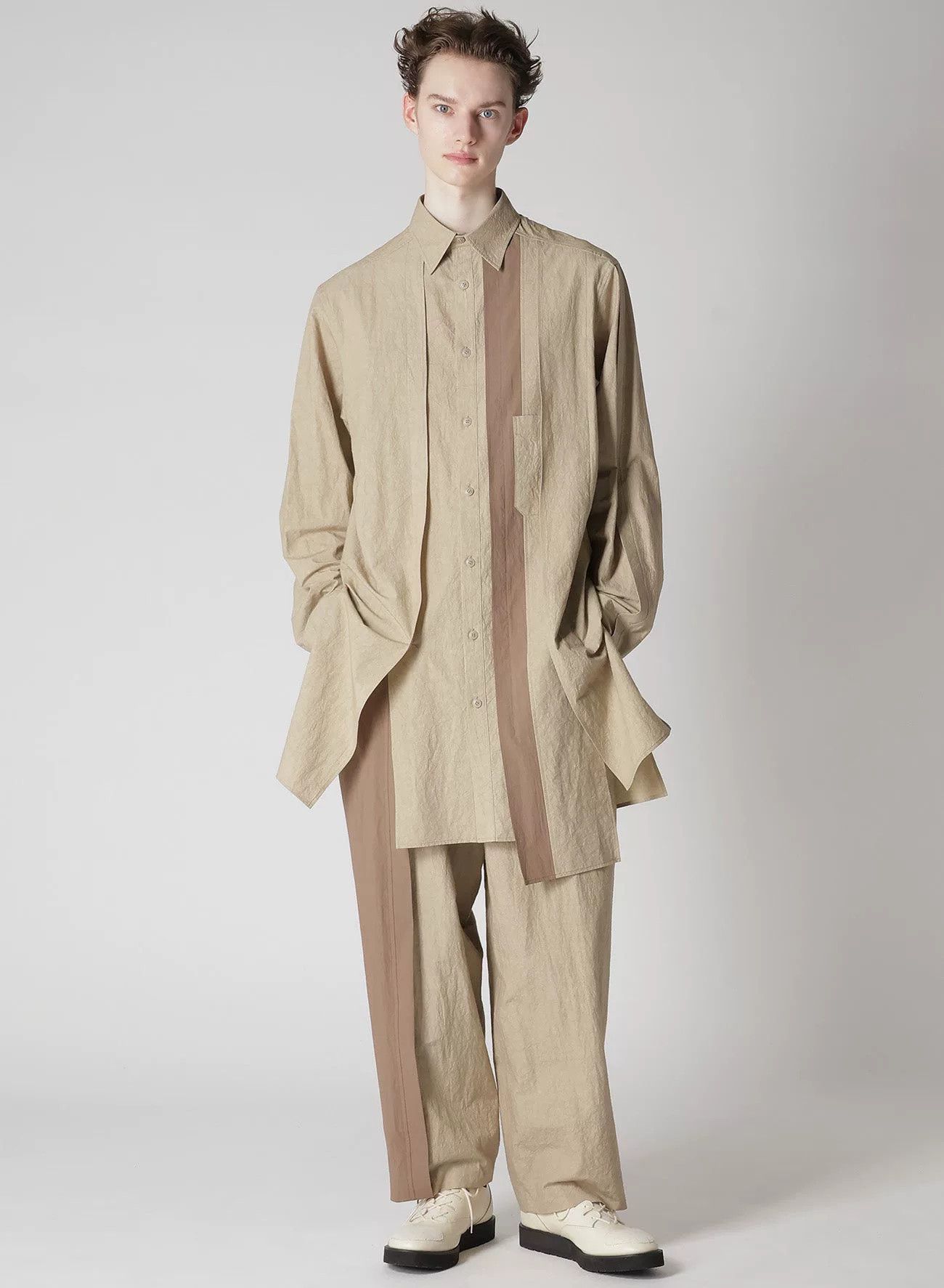 Yohji Yamamoto unique layered cotton-linen shirt by yohji yamamoto Size US M / EU 48-50 / 2 - 2 Thumbnail