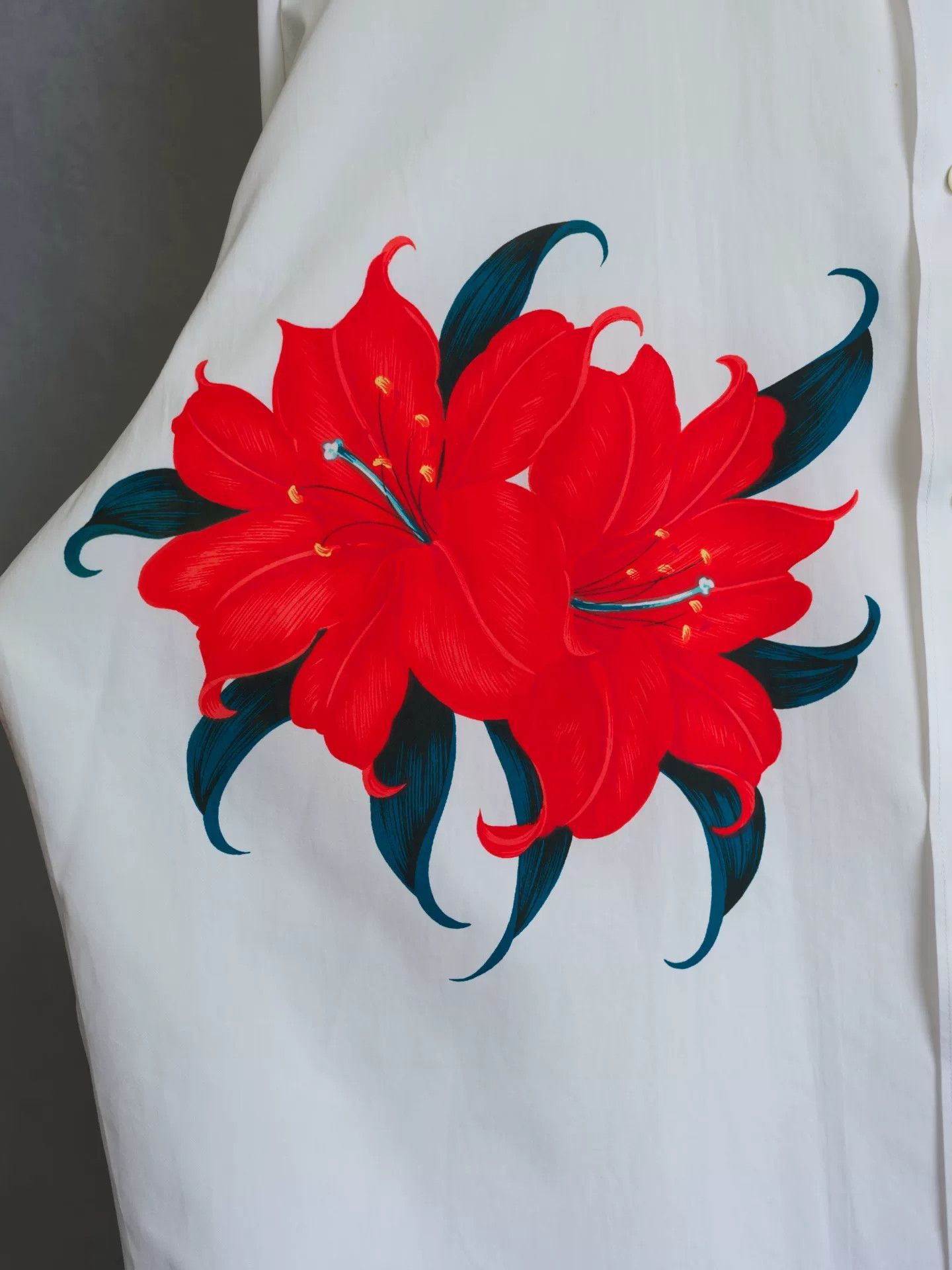 Yohji Yamamoto Yohji Yamamoto Red Floral Long Sleeve Shirt Size US M / EU 48-50 / 2 - 4 Thumbnail