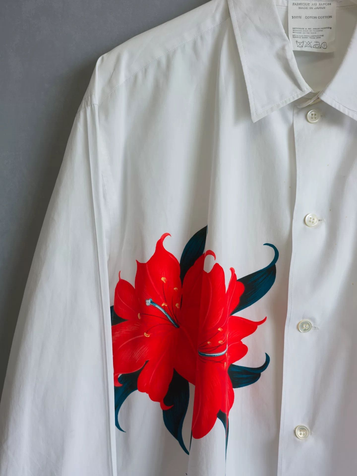 Yohji Yamamoto Yohji Yamamoto Red Floral Long Sleeve Shirt Size US M / EU 48-50 / 2 - 3 Thumbnail