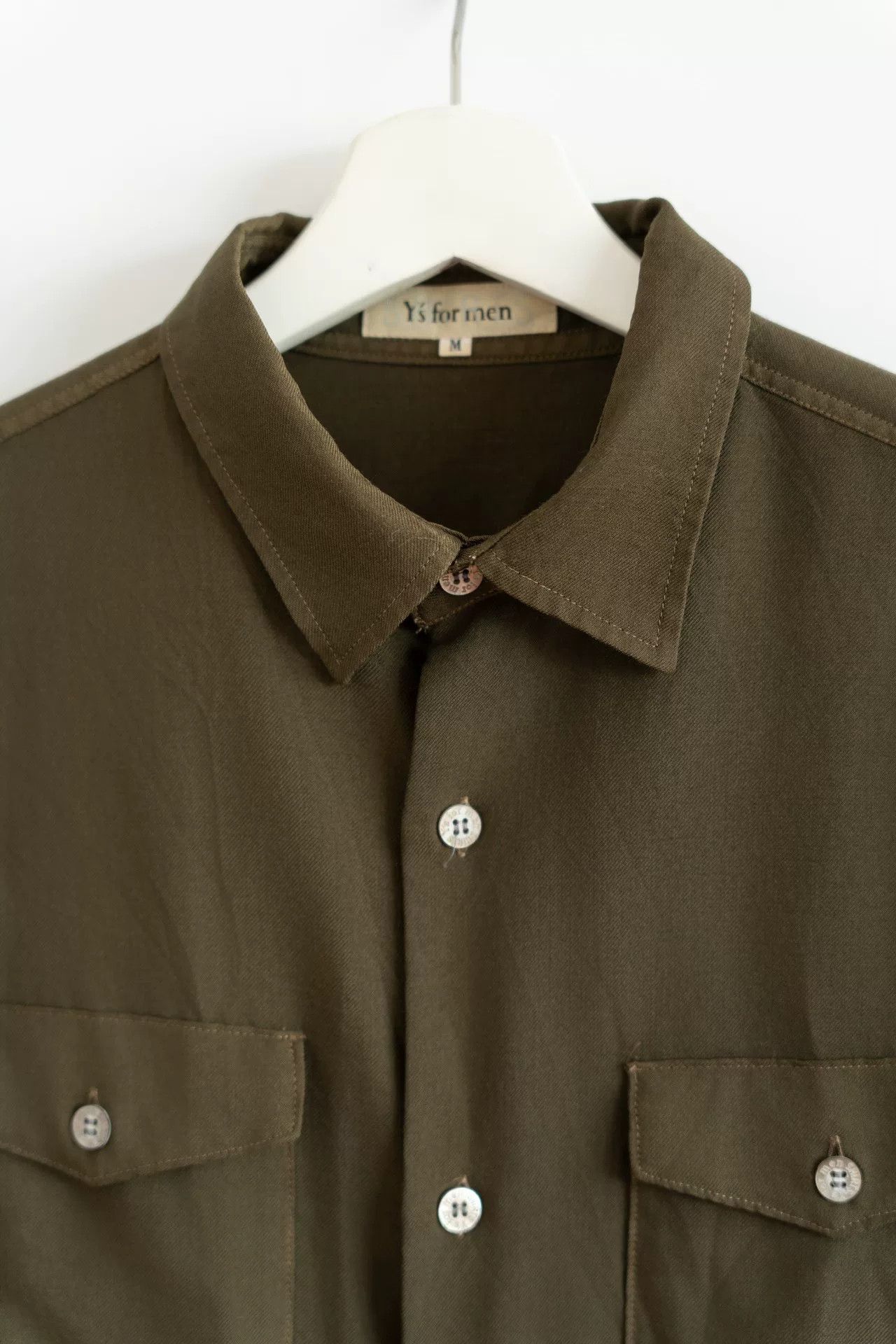 Y's for Men Yohji Yamamoto Olive Green Wool Shirt Size US M / EU 48-50 / 2 - 3 Thumbnail