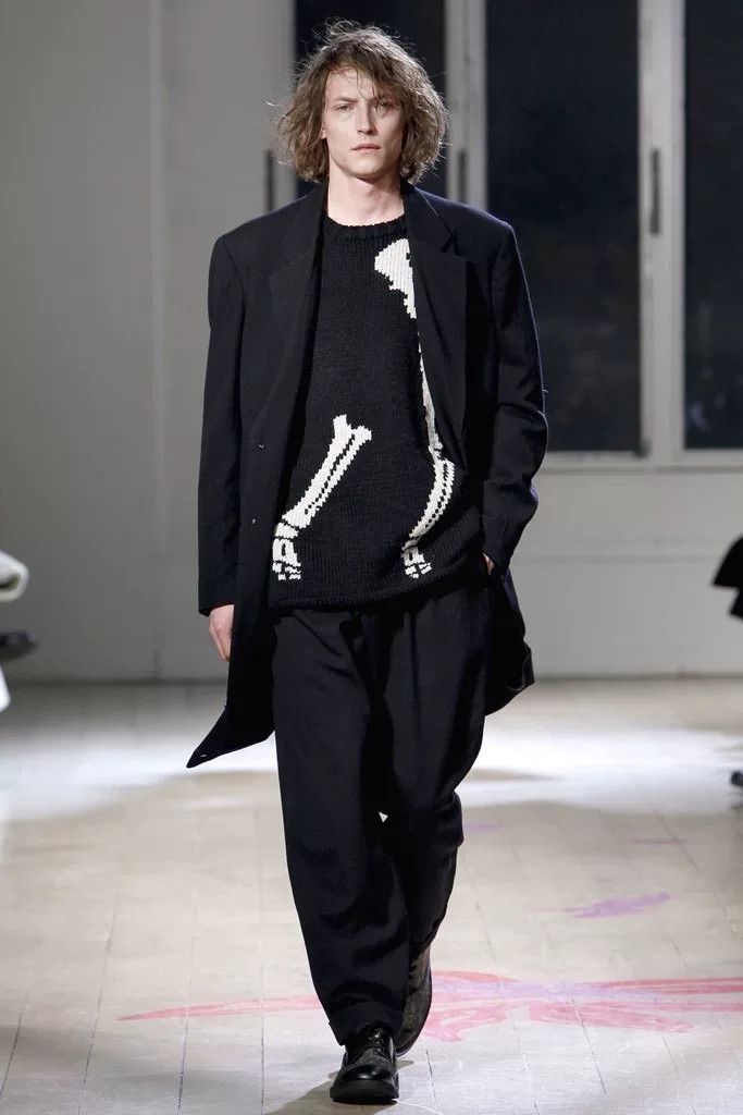 Yohji Yamamoto yohji yamamoto black skeleton sweater Size US L / EU 52-54 / 3 - 3 Thumbnail