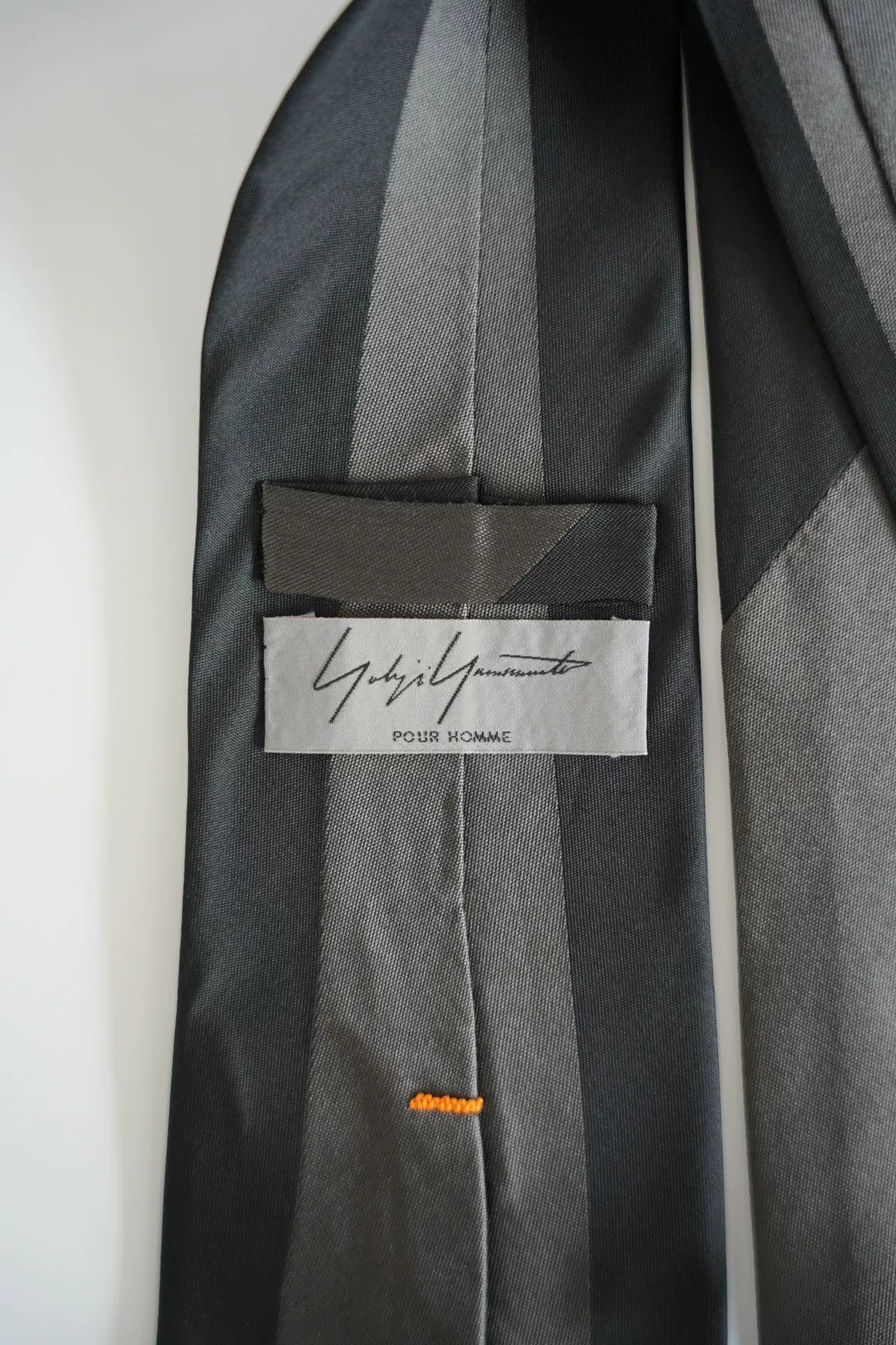 Yohji Yamamoto Yohji Yamamoto Black Gray Silk Tie Size ONE SIZE - 2 Thumbnail