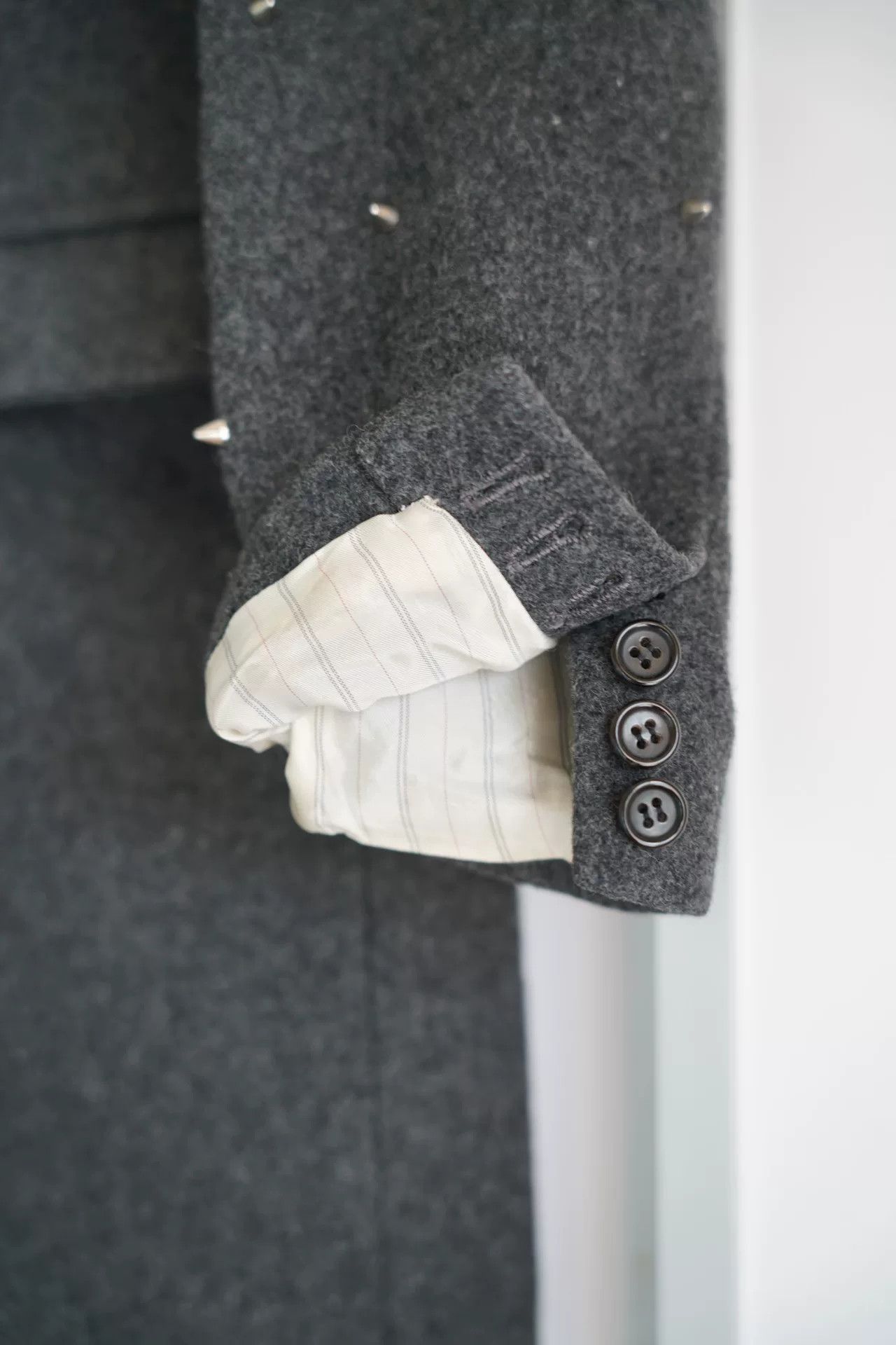 Sulvam gray wool coat with studs by Sulvam Size US S / EU 44-46 / 1 - 5 Thumbnail