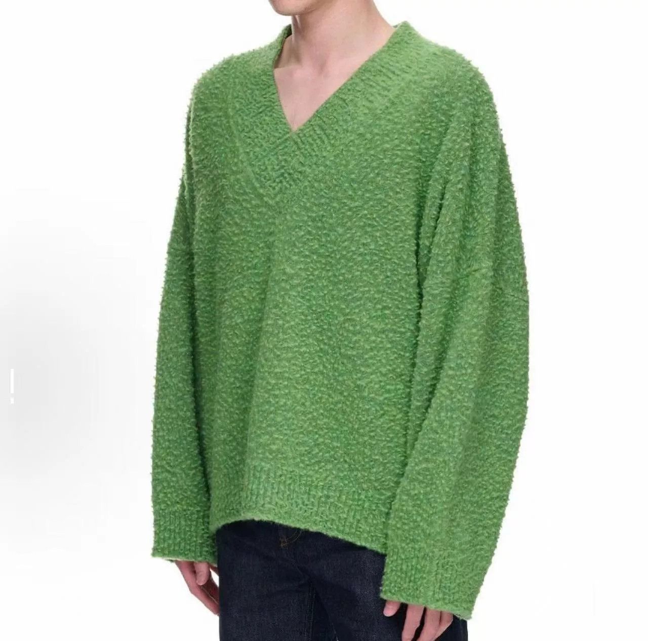 Loewe LOEWE Green V-Neck Loose Sweater Size US S / EU 44-46 / 1 - 9 Thumbnail