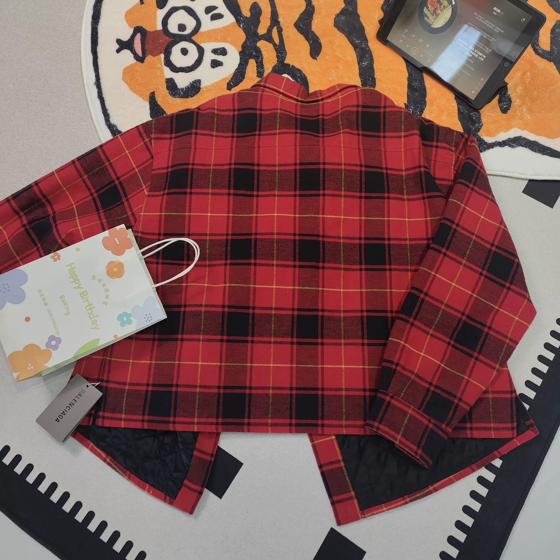 Balenciaga Balenciaga Black Red Plaid Cotton Coat Size US S / EU 44-46 / 1 - 2 Thumbnail