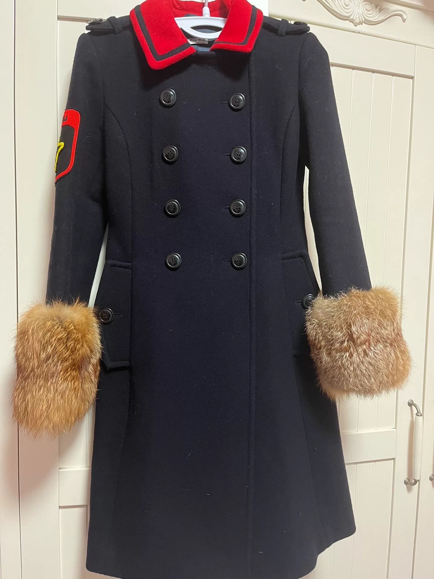 Miu Miu miumiu wool coat with fur sleeves and embroidery Size US S / EU 44-46 / 1 - 2 Thumbnail