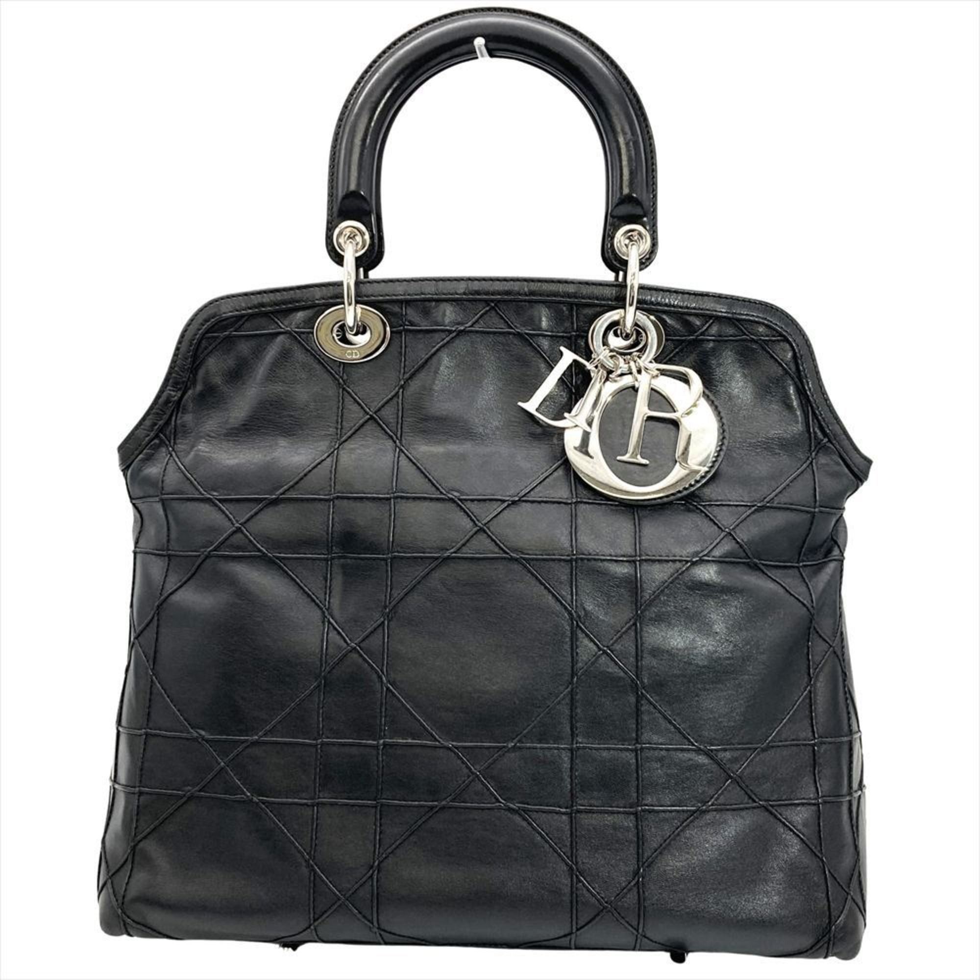 Dior Christian Dior Dior Lady Cannage Handbag Leather Black Women's Size ONE SIZE - 2 Thumbnail