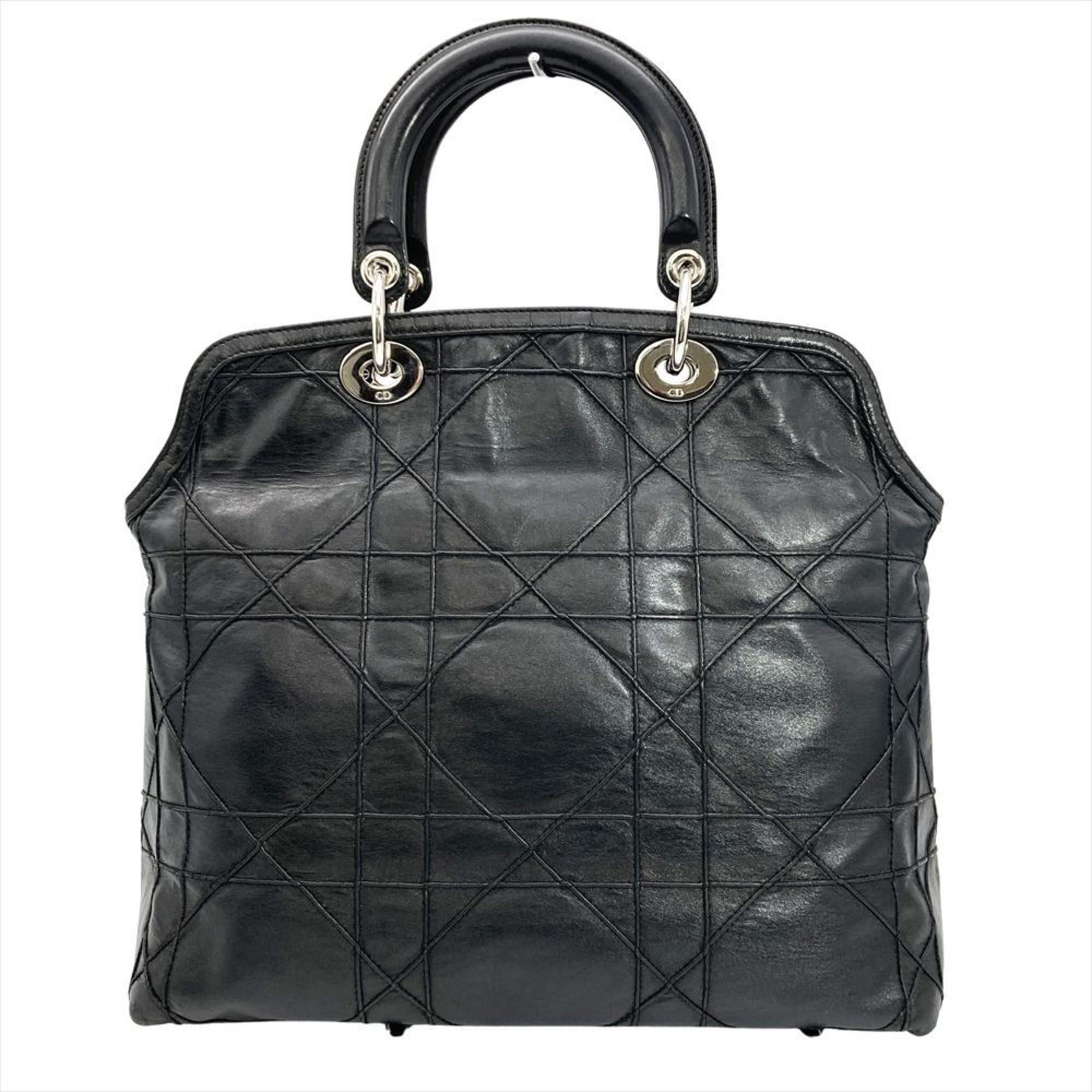 Dior Christian Dior Dior Lady Cannage Handbag Leather Black Women's Size ONE SIZE - 3 Thumbnail