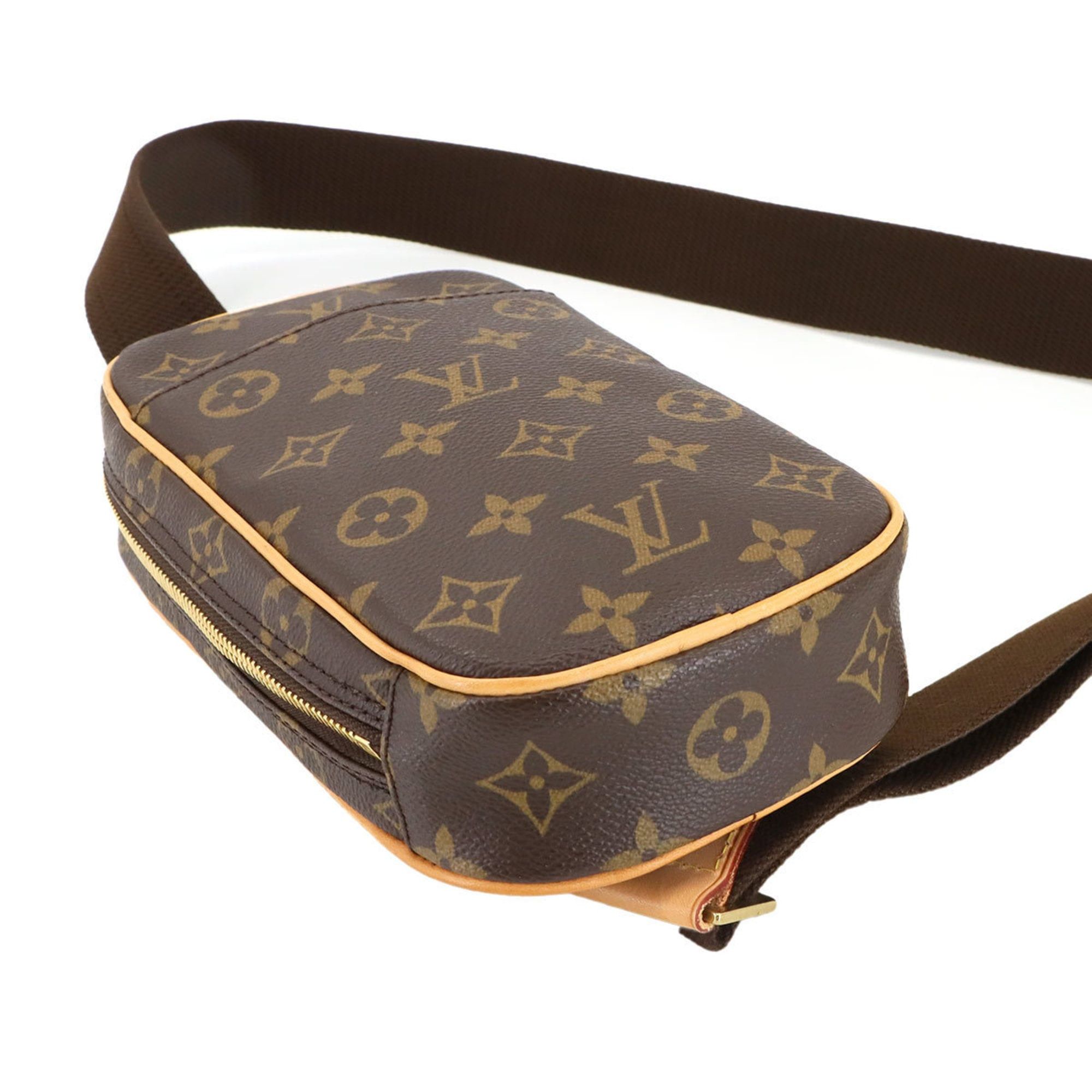 Louis Vuitton Monogram Pochette Gange Body Bag, Brown, M51870, Gold Hardware