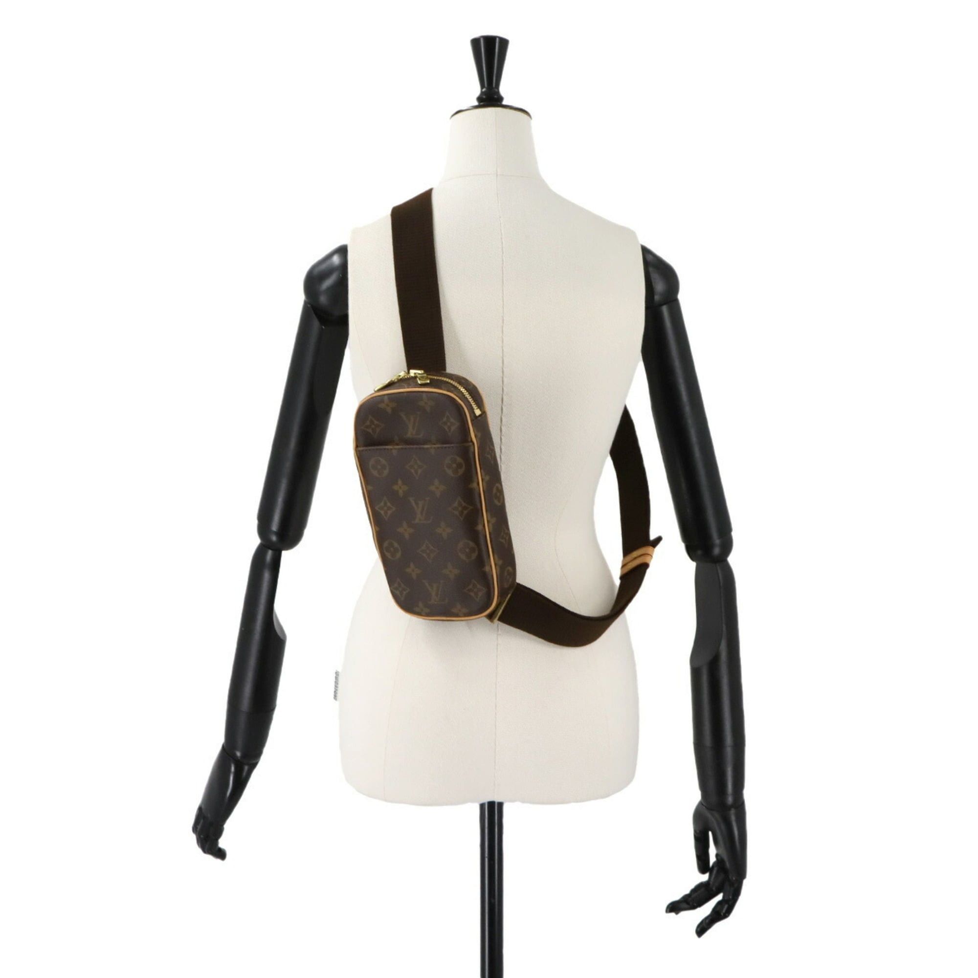 Louis Vuitton Monogram Pochette Gange Body Bag, Brown, M51870, Gold Hardware