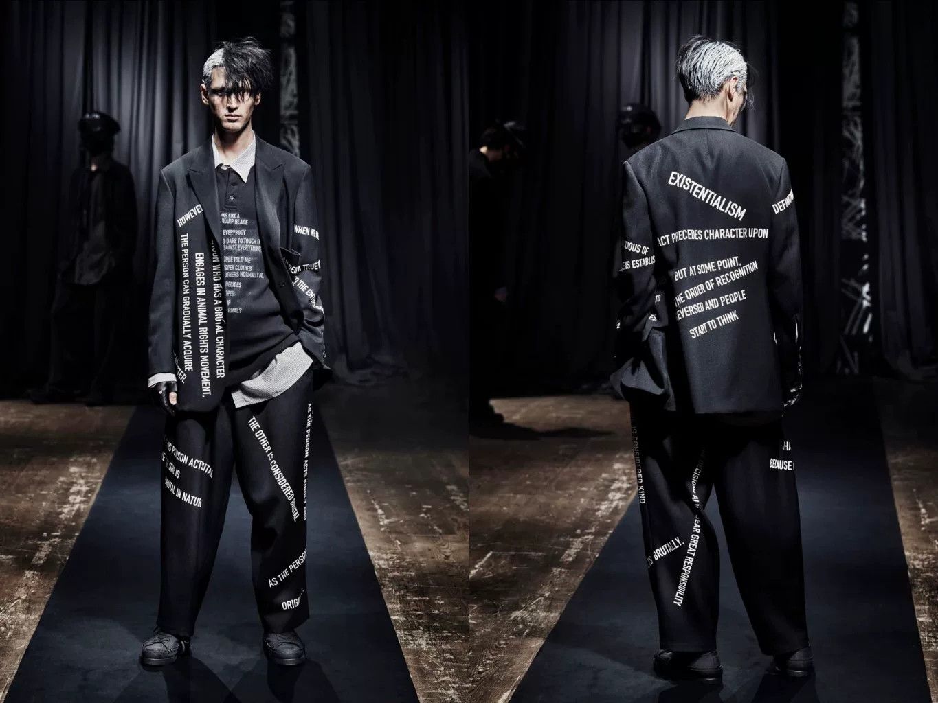 Yohji Yamamoto Yohji Yamamoto Black Suit with Statements Size US S / EU 44-46 / 1 - 3 Thumbnail
