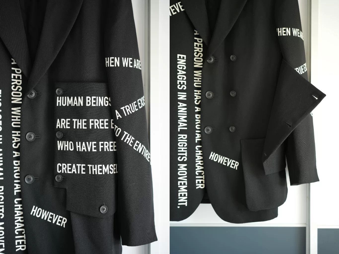 Yohji Yamamoto Yohji Yamamoto Black Suit with Statements Size US S / EU 44-46 / 1 - 4 Thumbnail