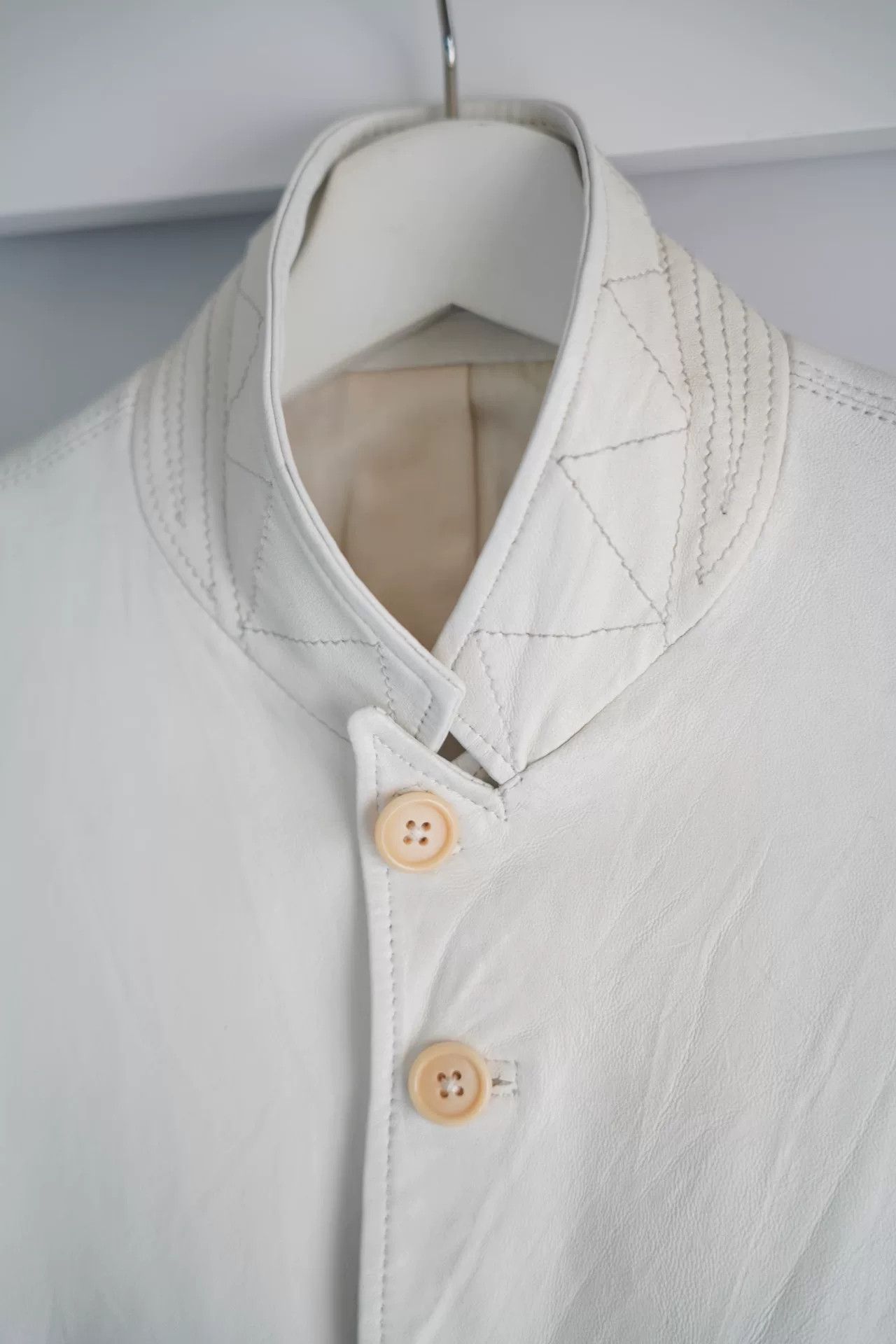 Yohji Yamamoto Yohji Yamamoto White Leather Suit Jacket Size US S / EU 44-46 / 1 - 3 Thumbnail