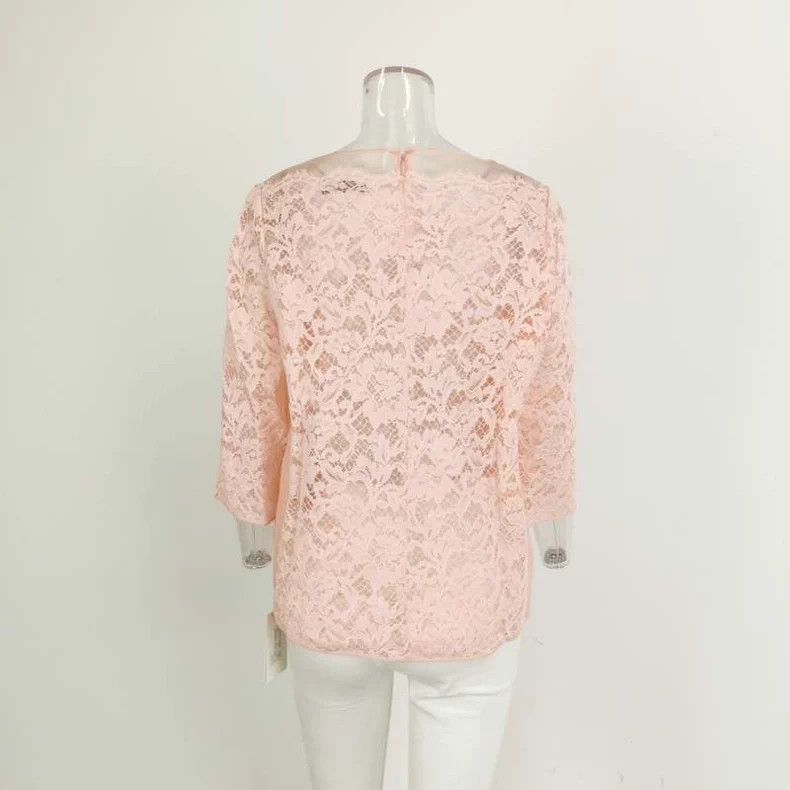 Valentino Pink Lace Round Neck Top
