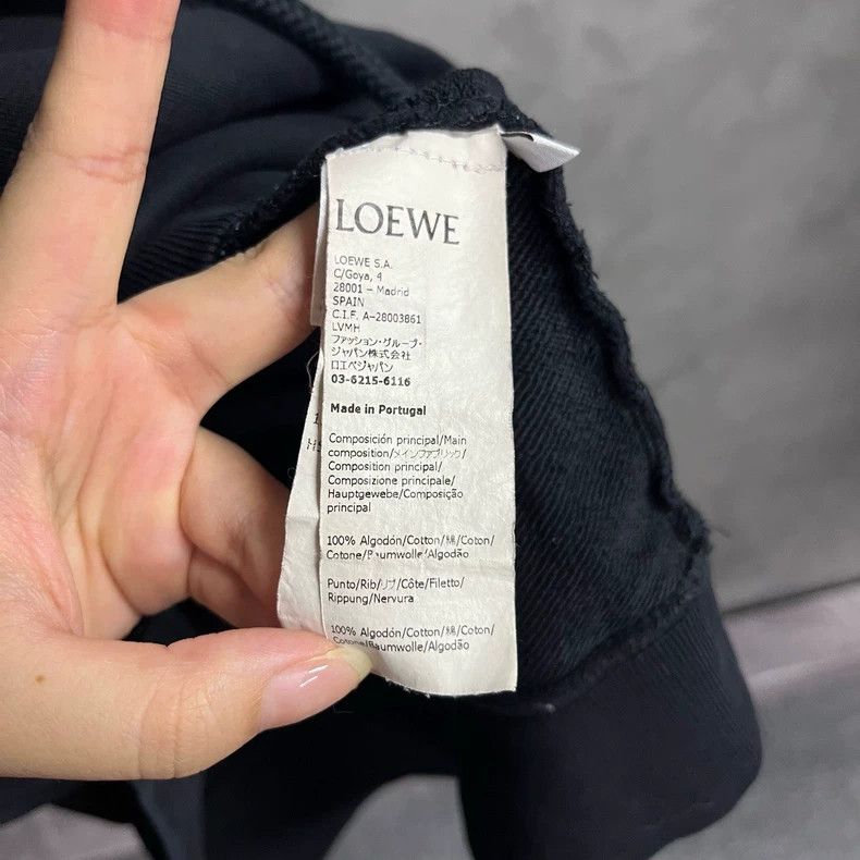 Loewe Loewe Black Leather Patch Hooded Sweatshirt Size US XL / EU 56 / 4 - 4 Thumbnail
