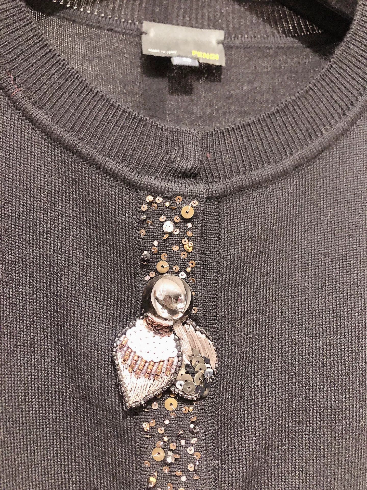 Fendi FENDI Black Sequin Beaded Knit Sweater Size US S / EU 44-46 / 1 - 3 Thumbnail