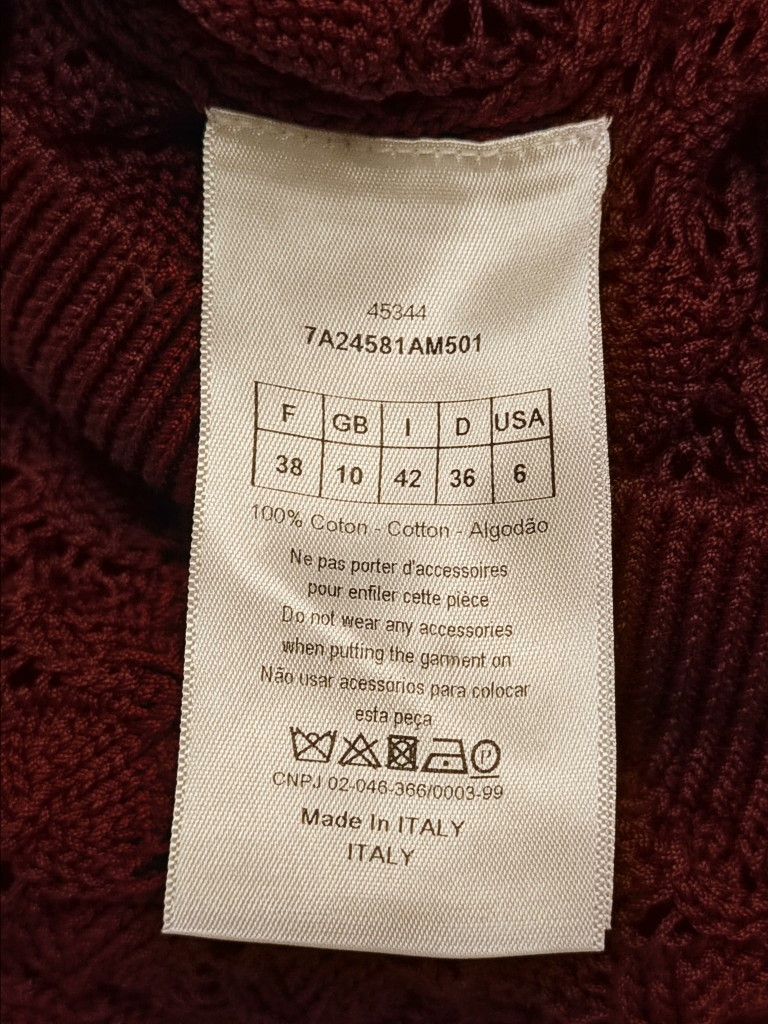 Dior dior burgundy openwork knitted sweater Size US M / EU 48-50 / 2 - 5 Thumbnail