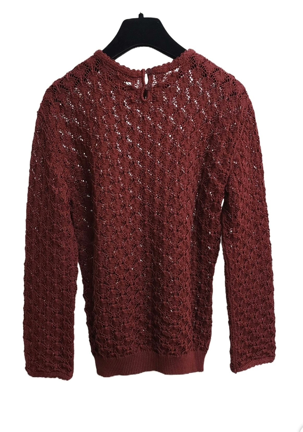 Dior dior burgundy openwork knitted sweater Size US M / EU 48-50 / 2 - 2 Thumbnail