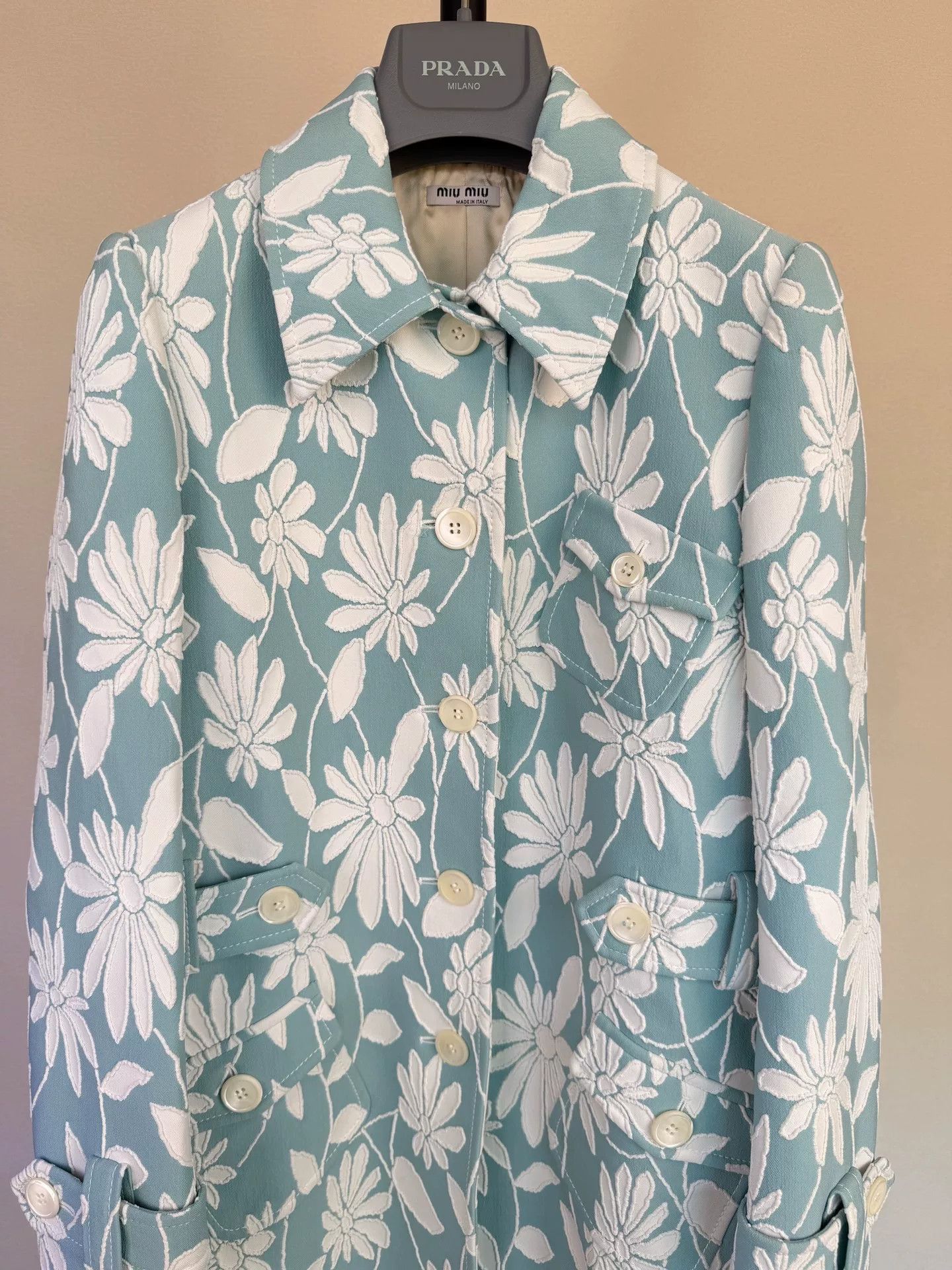 Miu Miu fresh blue floral coat by miu miu Size US S / EU 44-46 / 1 - 5 Thumbnail