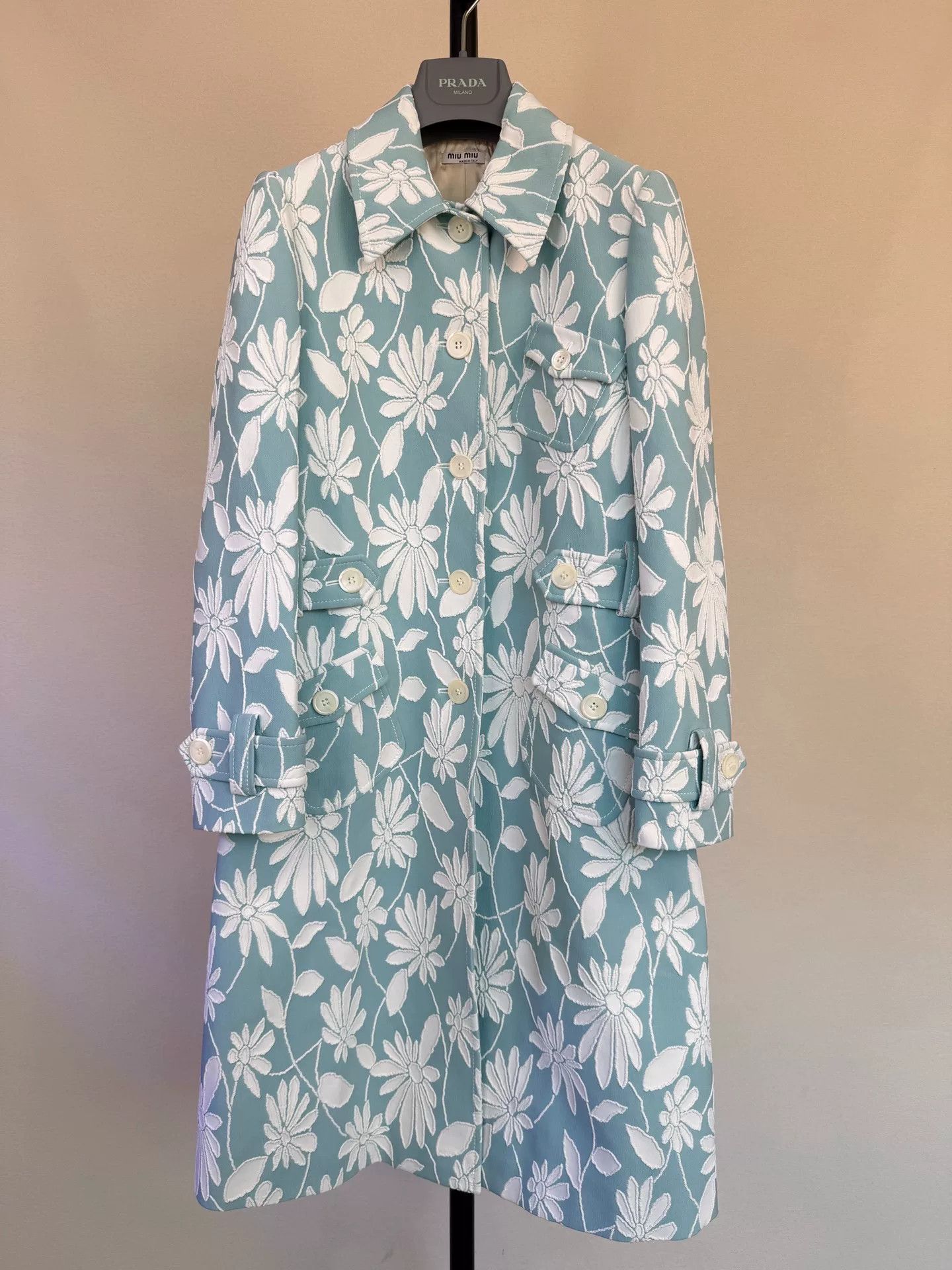 Miu Miu fresh blue floral coat by miu miu Size US S / EU 44-46 / 1 - 4 Thumbnail