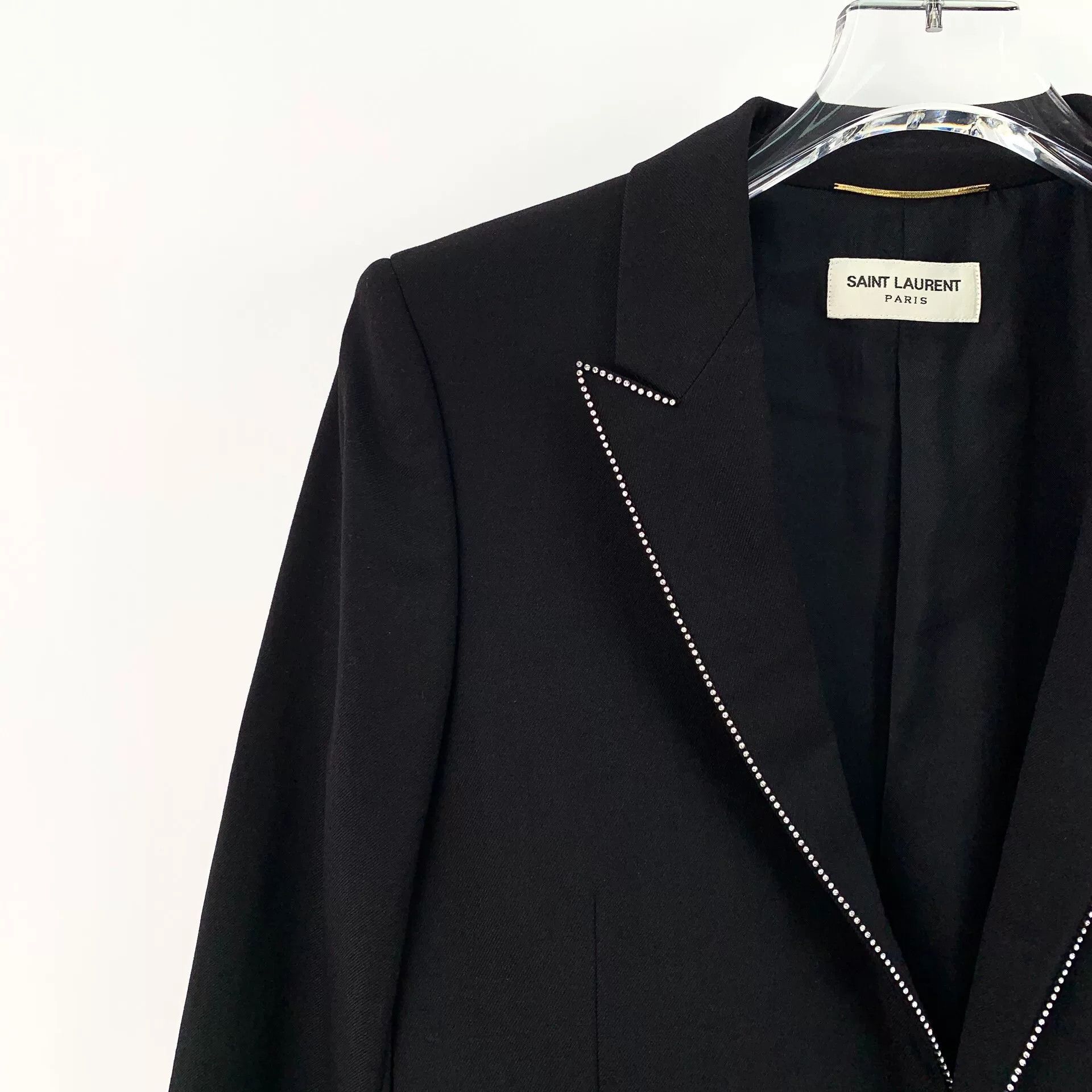 Saint Laurent Paris black wool v-neck long sleeve blazer Size US XS / EU 42 / 0 - 3 Thumbnail