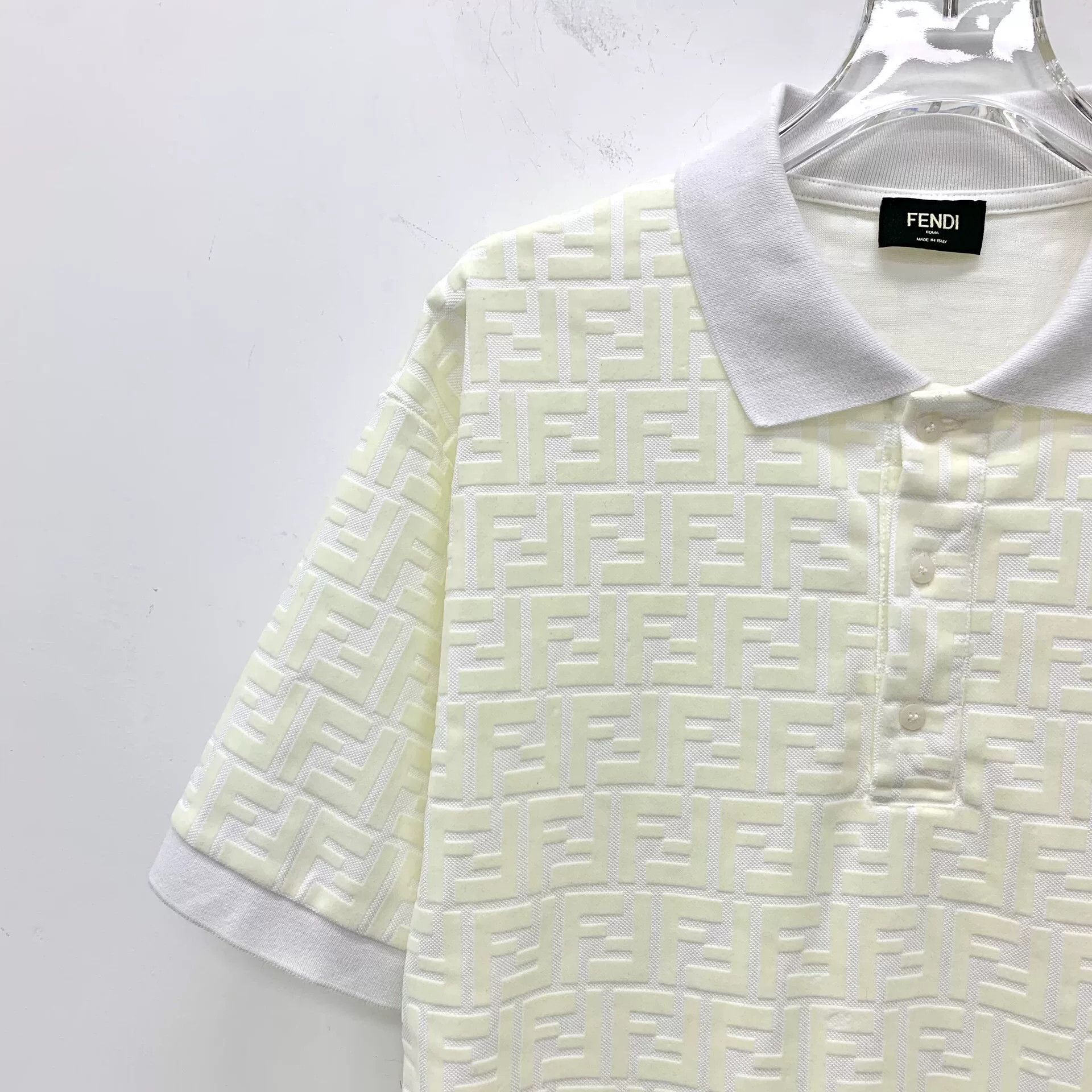 Fendi fendi beige logo print short sleeve polo Size US M / EU 48-50 / 2 - 3 Thumbnail