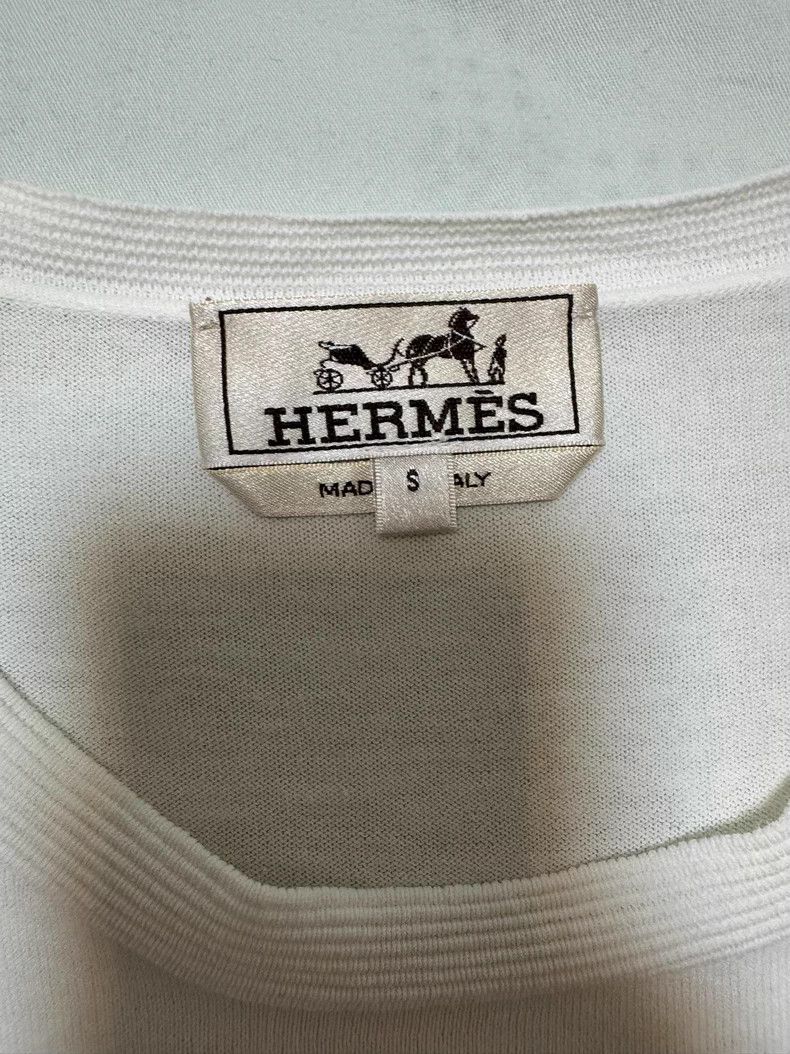 Hermes Hermes White Knit Short Sleeve Top Size US S / EU 44-46 / 1 - 6 Thumbnail