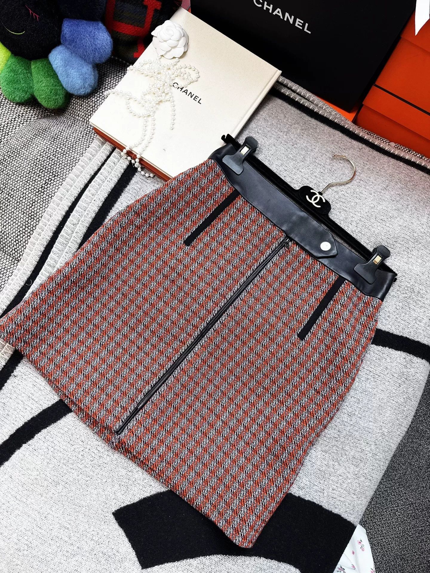 Hermes Hermes Orange Gray Plaid Wool Skirt Size US 36 / EU 52 - 7 Thumbnail