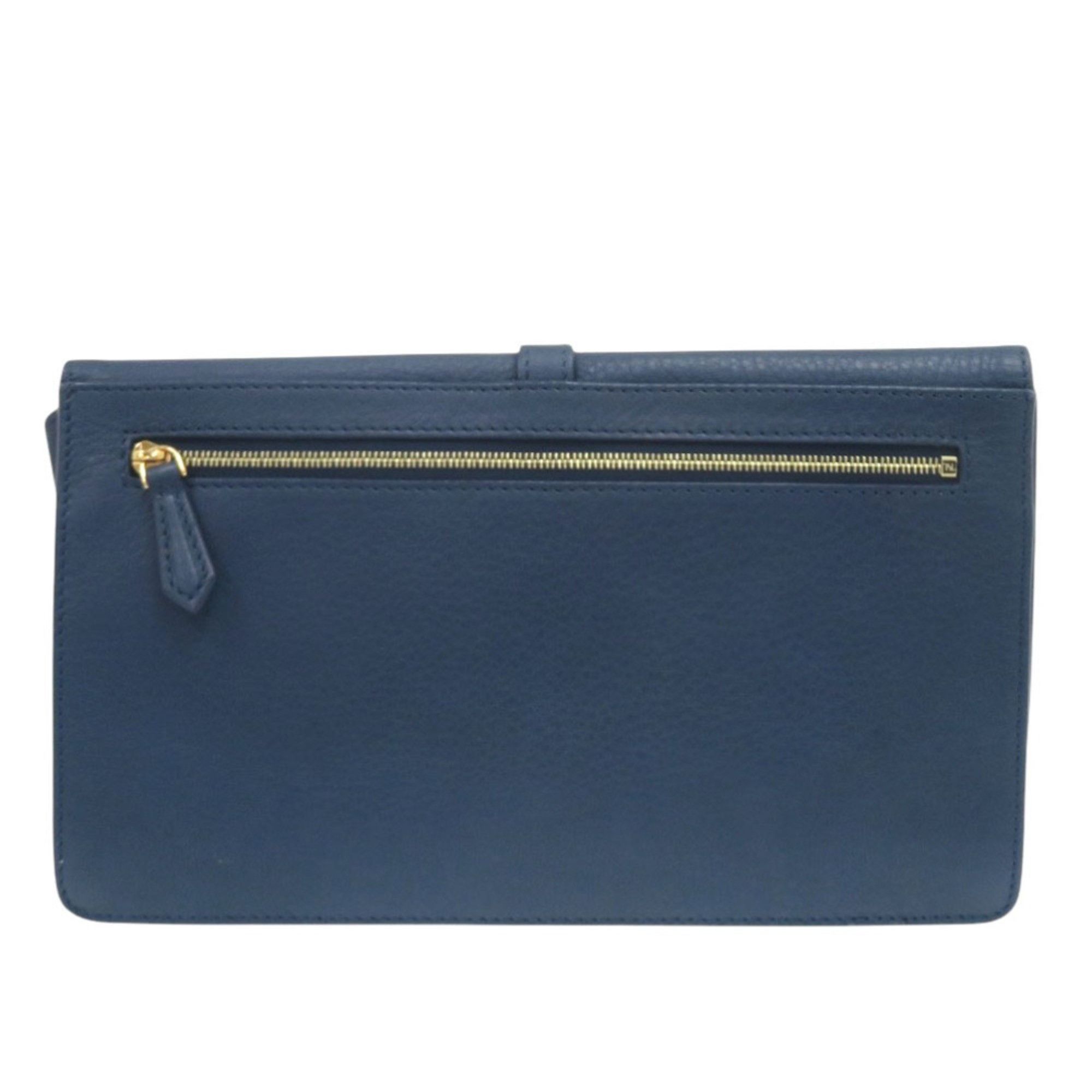 Fendi Excellent condition Fendi Pecan pattern clutch bag 8M0284 in leather and canvas, blue brown. 0475FENDI Size ONE SIZE - 2 Thumbnail
