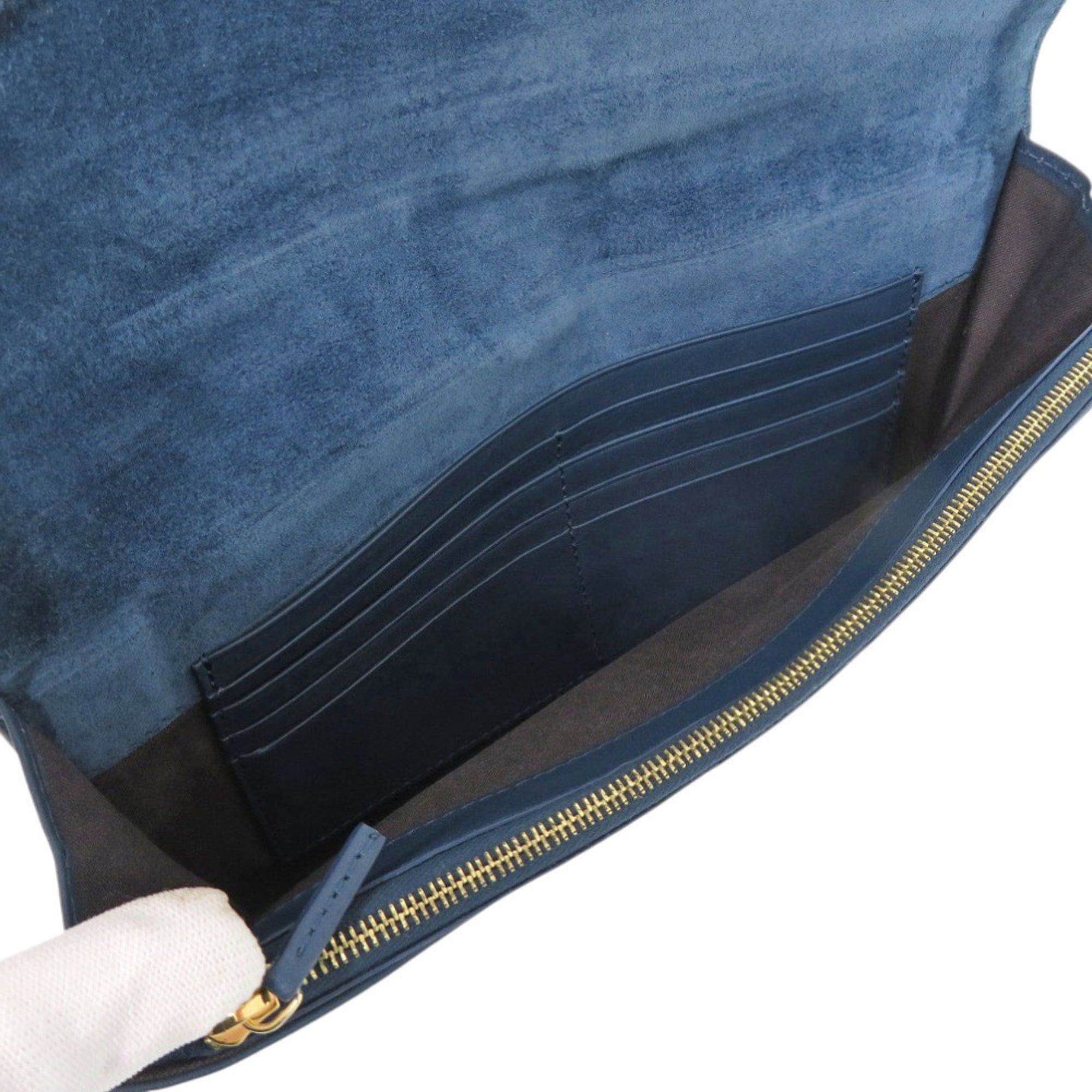 Fendi Excellent condition Fendi Pecan pattern clutch bag 8M0284 in leather and canvas, blue brown. 0475FENDI Size ONE SIZE - 5 Thumbnail